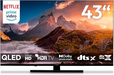 MEDION 108 cm (43 Zoll) QLED Fernseher (Smart TV, 4K, Dolby Vision HDR, Prime Video, Disney+, Dolby Atmos, DTS X, kompatibel mit Google TV, PVR, Bluetooth, MD 843700)