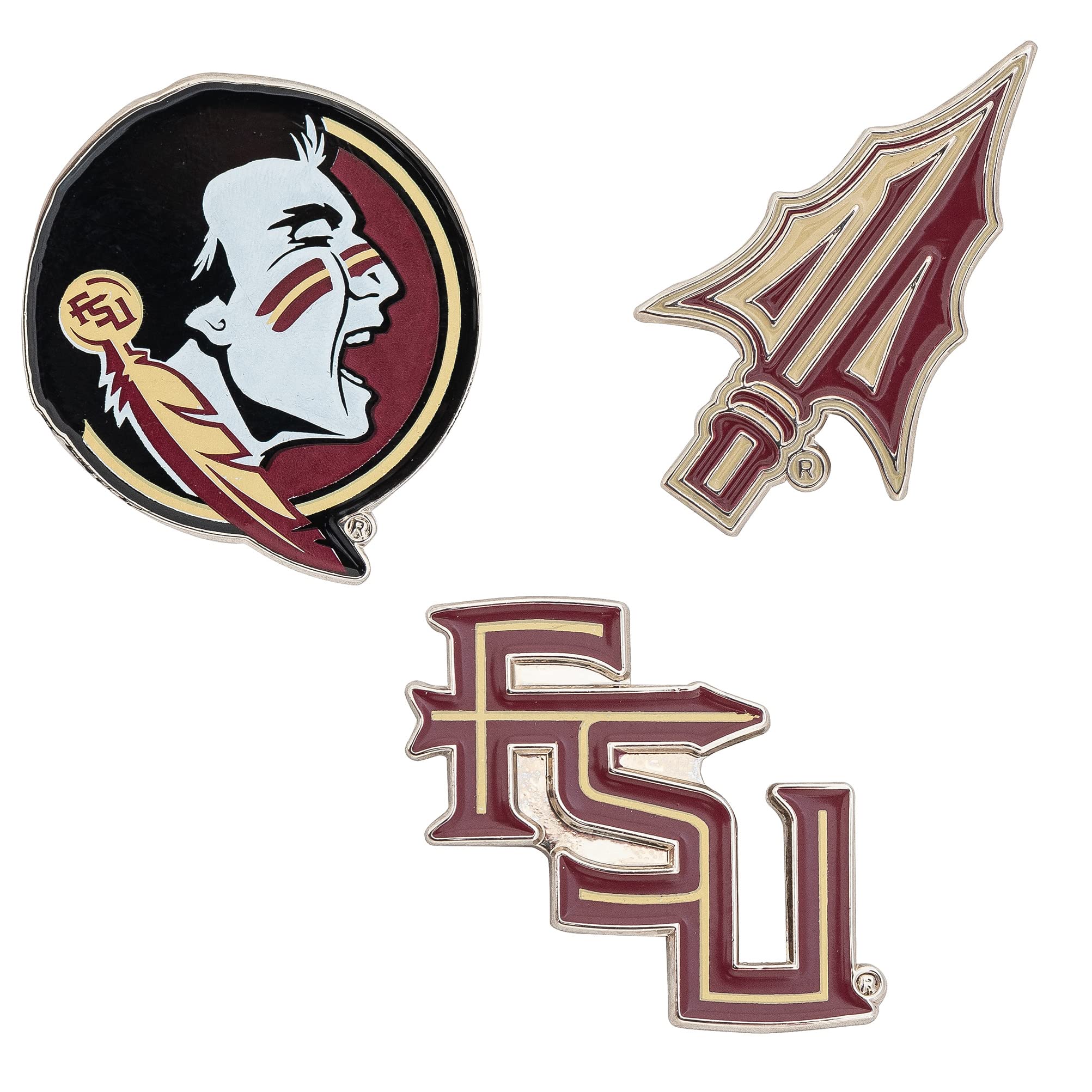 Desert Cactus Florida State University Lapel Pins 3 Pack Seminoles FSU Logo Enamel Made of Metal (Pin Set)