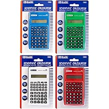 BAZIC Products Scientific Calculator 56 Function w/Slide-On Case, Engineering Calculators LCD Display, Great for Students and Professionals, Asst Color, 4-Pack