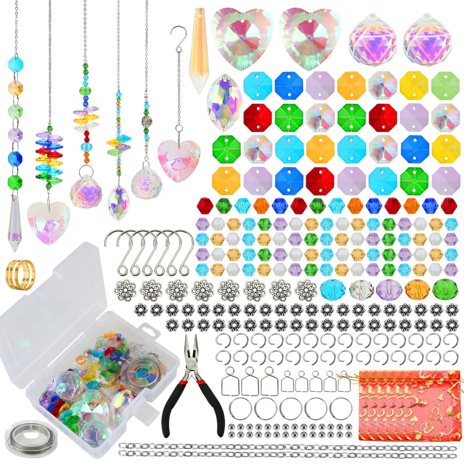 Kits de atrapasueños con luces coloridas y cuentas de vidrio, ideal para regalar en fiestas