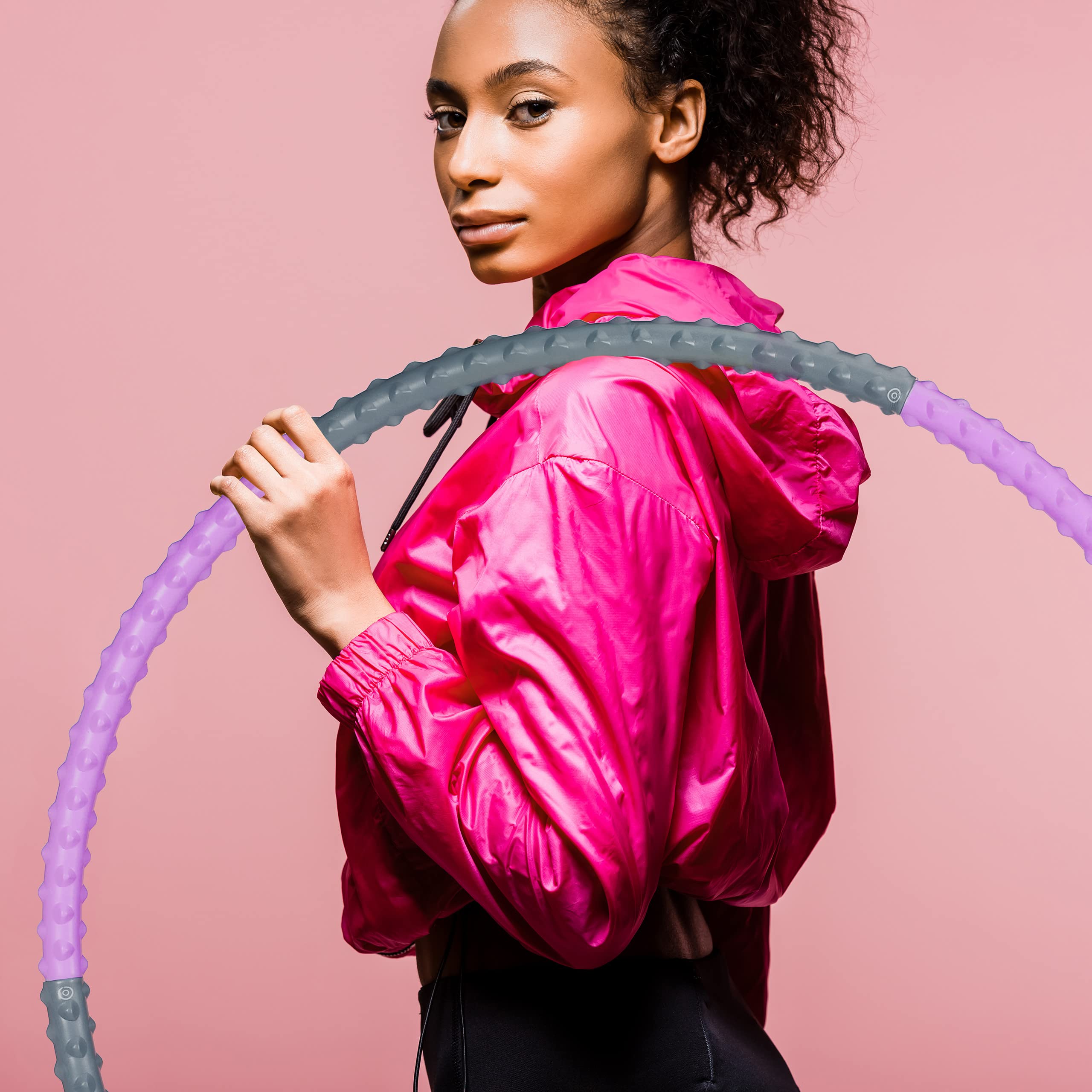 Relaxdays Hula Hoop obręcz do fitnessu, 95 cm Ø, dla dorosłych, wypustki do masażu, do odchudzania, treningu brzucha, fioletowa/szara