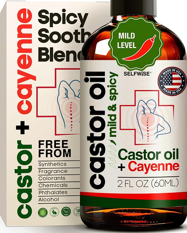Óleo corporal de rícino e pimenta-caiena SELFWISE, fragrância de hortelã-pimenta, 60 mL