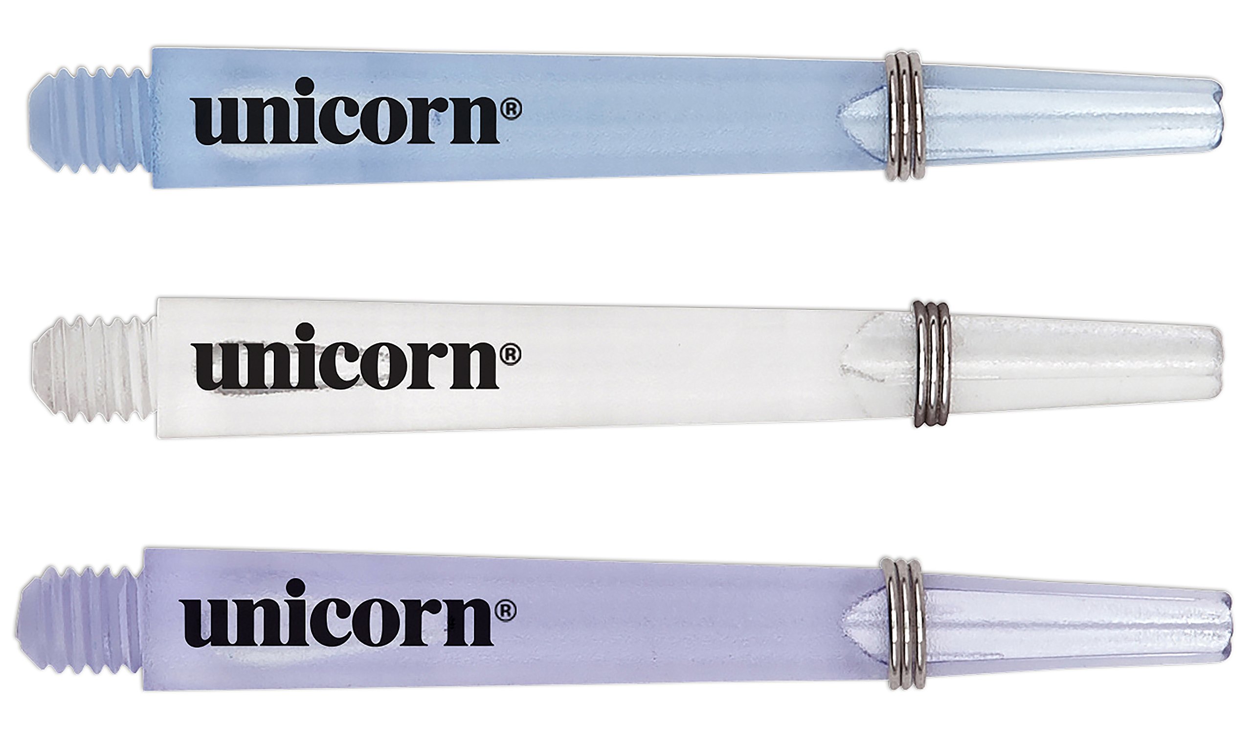 Bullydarts Unicorn Gripper 3 Mirage Dart Shafts - Medium & Short Length - 5 Sets (15 Stems) (Clear, Medium - 44.2mm)