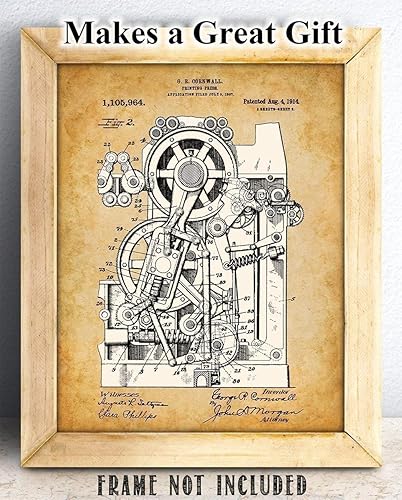 Miniatura 3 de Printing Press Patent Print - Classic Home Office Decor, Printing Shop House Wall Art Display, Gifts for Publisher Writers and Journalists, 11x14