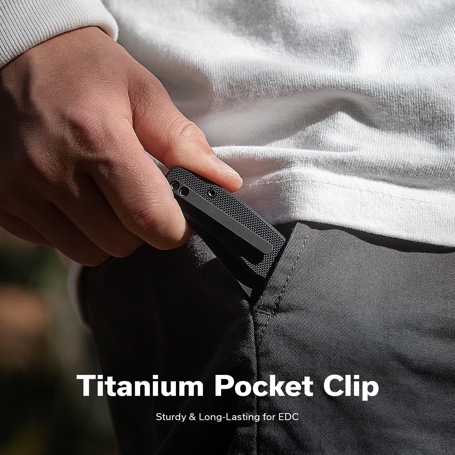 CIVIVI Clingman EDC Pocket Folding Knife with Titanium Reversible Clip, 2.99" Nitro-V Blade G10 Handle Liner Lock Knife, Gift for Men Women C23065-1 (Black)