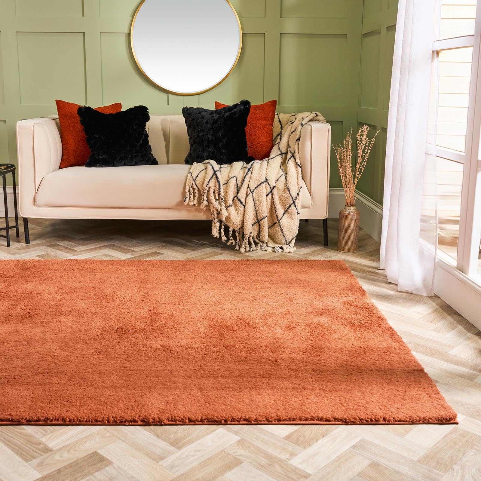 OHS Area Rugs for Living Room 160 x 230, Rugs for Bedroom Home Decorative Non Slip Modern Super Soft Cosy Teddy Thick Pile Large Non Shedding Shaggy Rug Floor Carpet, Rust โ image 1