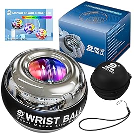 JIN BD Wrist Trainer Ball Auto-Start Wrist Strengthener Gyroscopic Forearm Exerciser Gyro Ball for Strengthen Arms, Fingers, Wrist Bones and Muscles with LED Light, (Silver Metal)