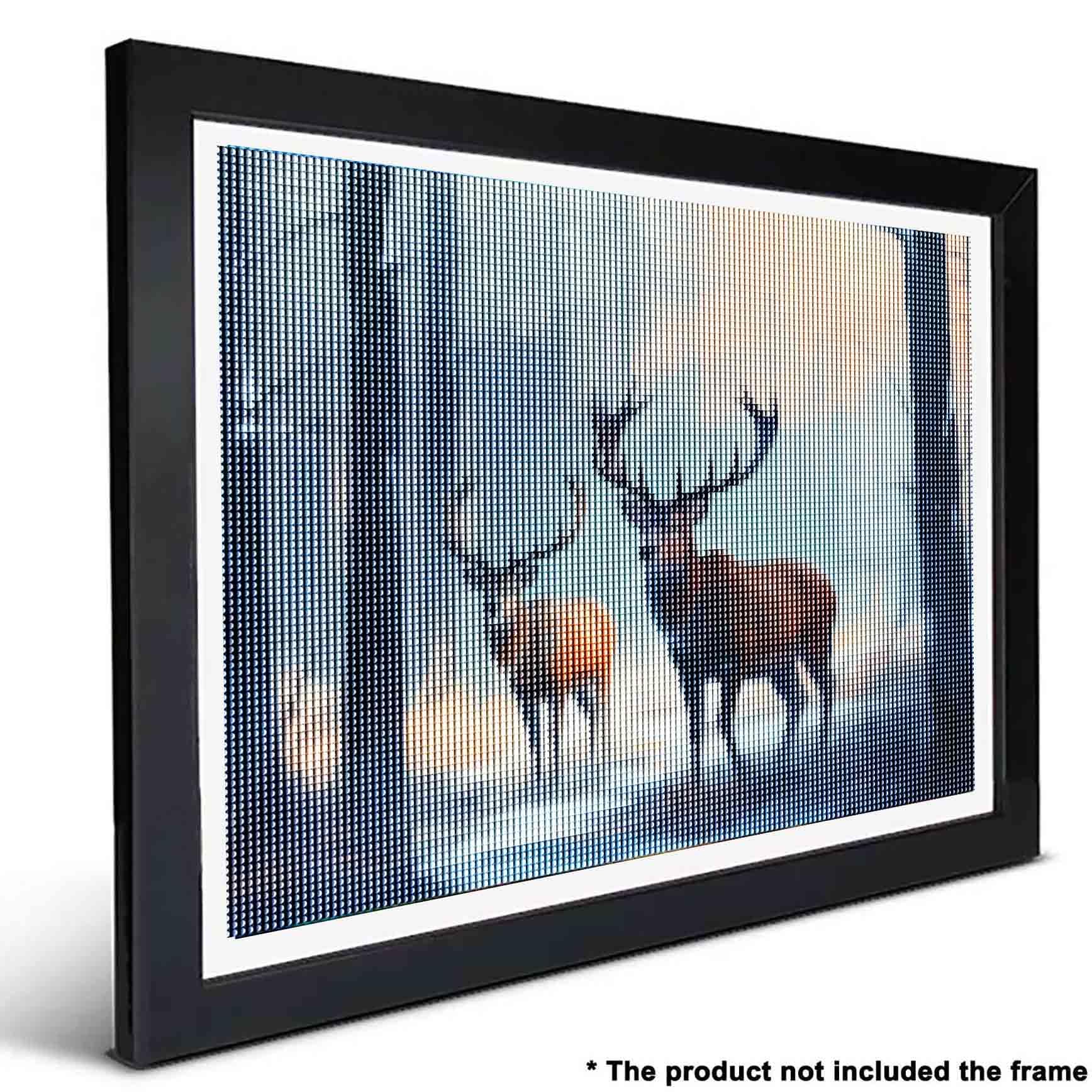 Ginfonr 5D Diamond Painting Kit – 2 Tele 30x40 Cm, Orso E Cervo Invernale, Con Trapani Rotondi Lucenti, Decorazione Parete