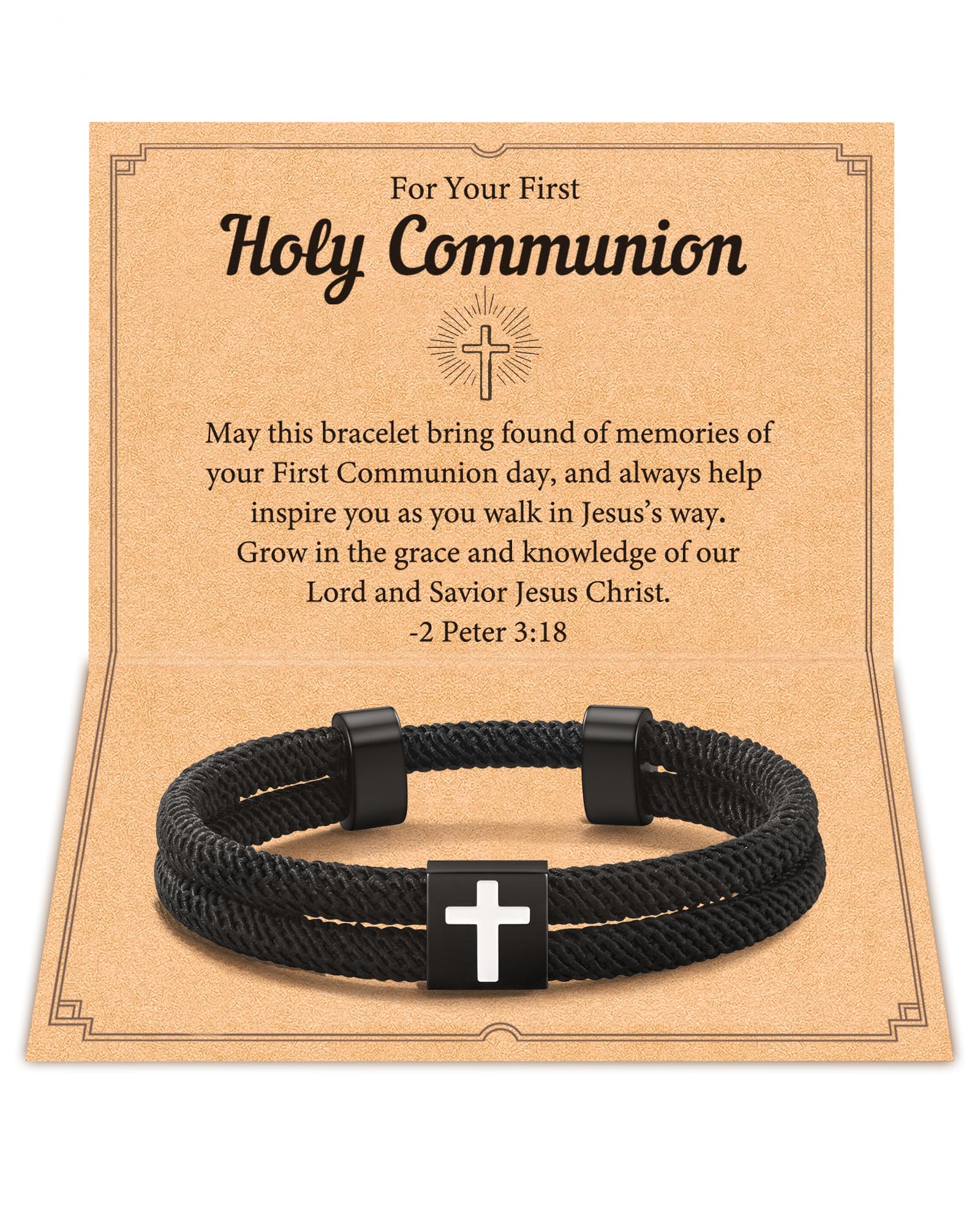 Valentines Day Gifts for Teens Boys Men Boyfriend, Adjustable Faith Cross Bracelet for Males, Confirmation First Communion Easter Gift for Son, Grandson, Nephew, Brother, Bonus Son, Brother-in-law