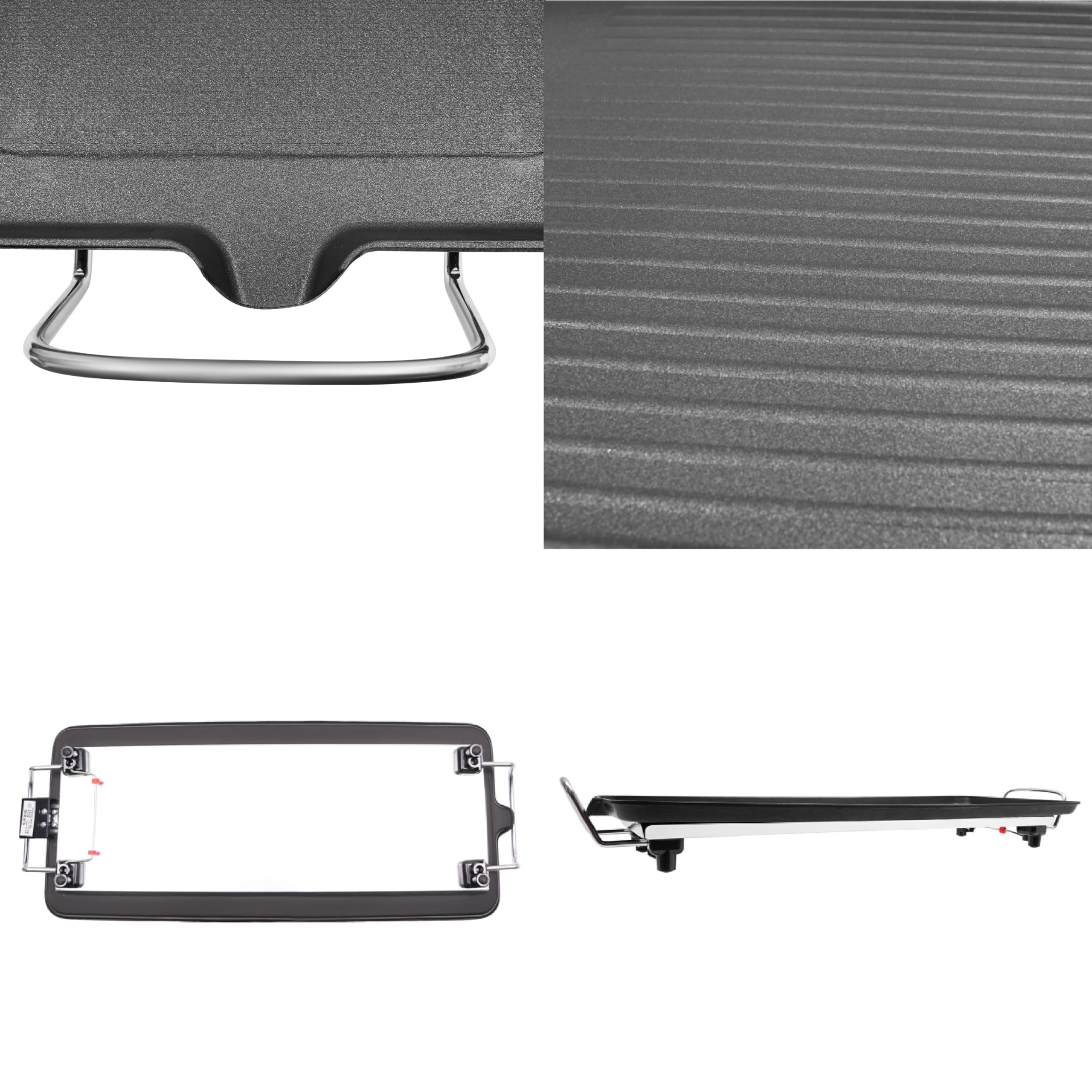 Barbecue elettrico da 1500 W, in lega di alluminio, temperatura regolabile, griglia elettrica da balcone, con rivestimento antiaderente, portatile per campeggio all'aperto
