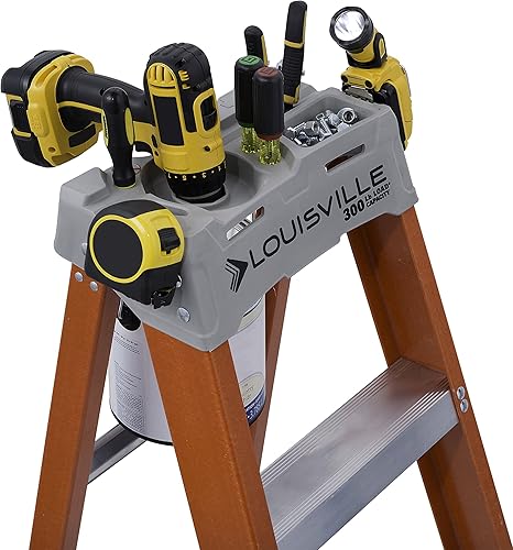 Miniatura 9 de Escalera de tijera Louisville de fibra de vidrio con capacidad de 300 libras Anaranjado FS1506