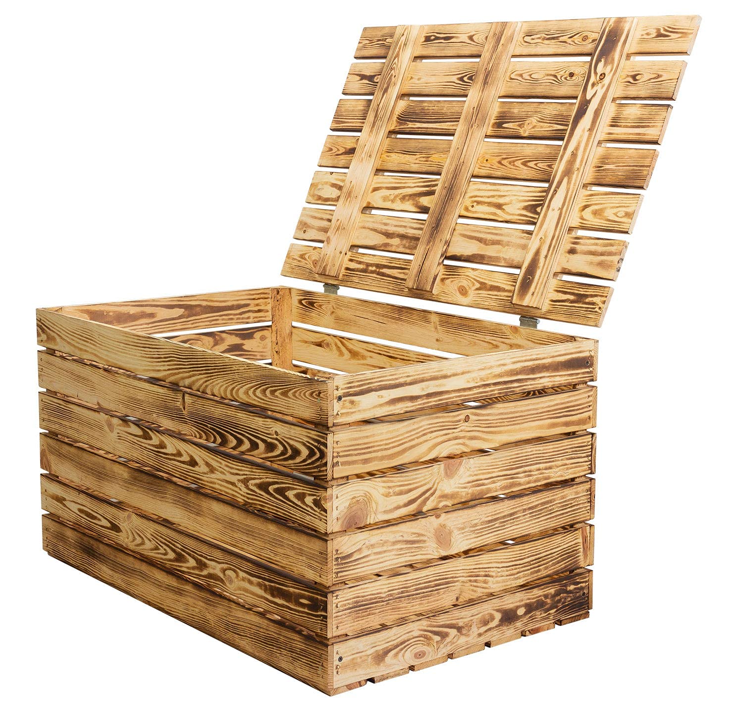 Fantastische rustieke houten kist (80 x 39 x 40 cm, gevlamd), schatkist, speelgoedkist, kist, bank, opbergkist met grote capaciteit, hal, slaapkamer, woonkamer