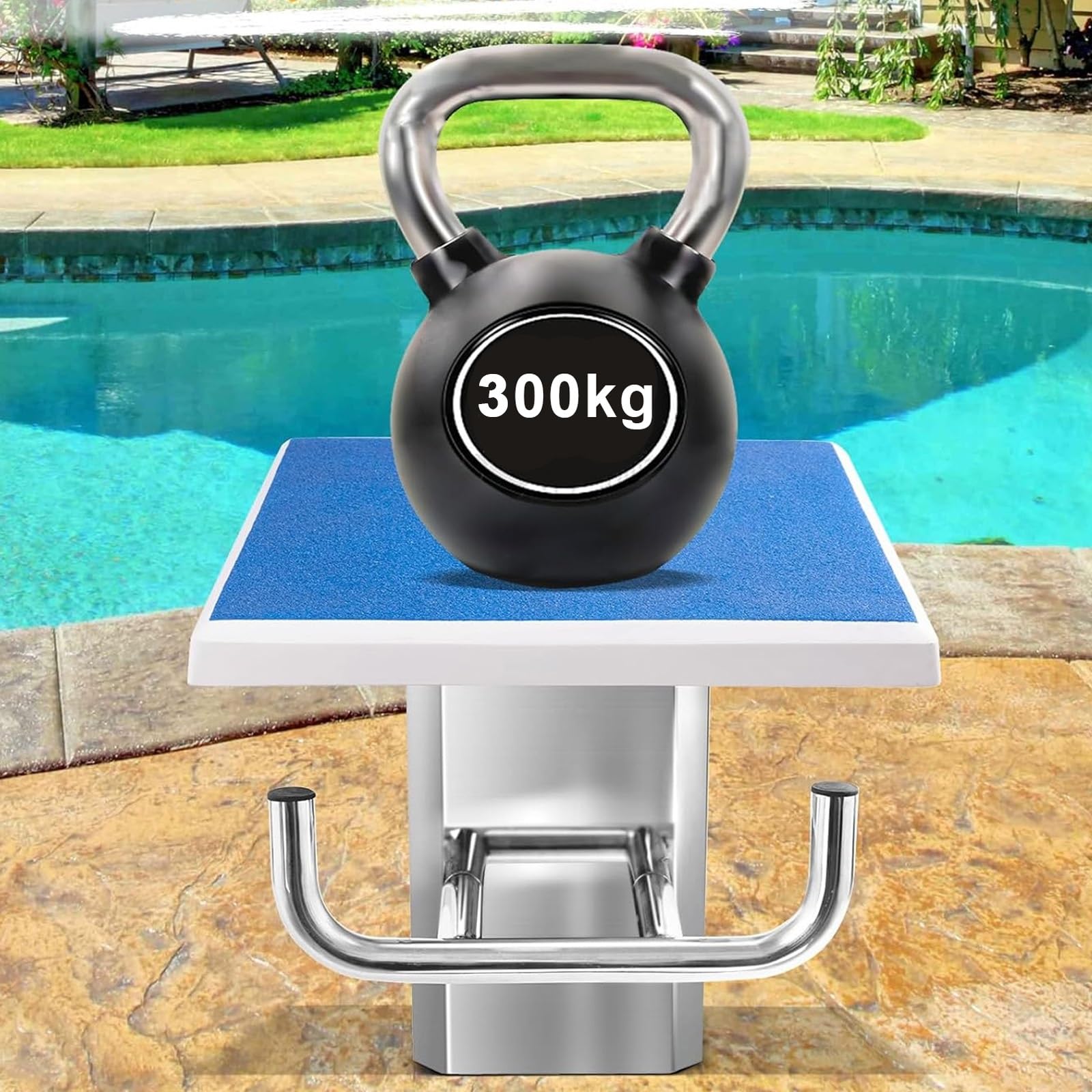 Pool Sprungbrett, Sprungbrett Aus Edelstahl 304 mit Rutschfester Oberfläche, Sprungbrett für Drinnen und Draußen, Inklusive Beschlägen, für Wettkämpfe