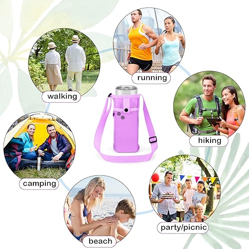 Miniatura 7 de Tessco - 8 soportes para botella de agua con correa ajustable para el hombro, bolsa de malla para transportar botellas de agua, bolsa de transporte