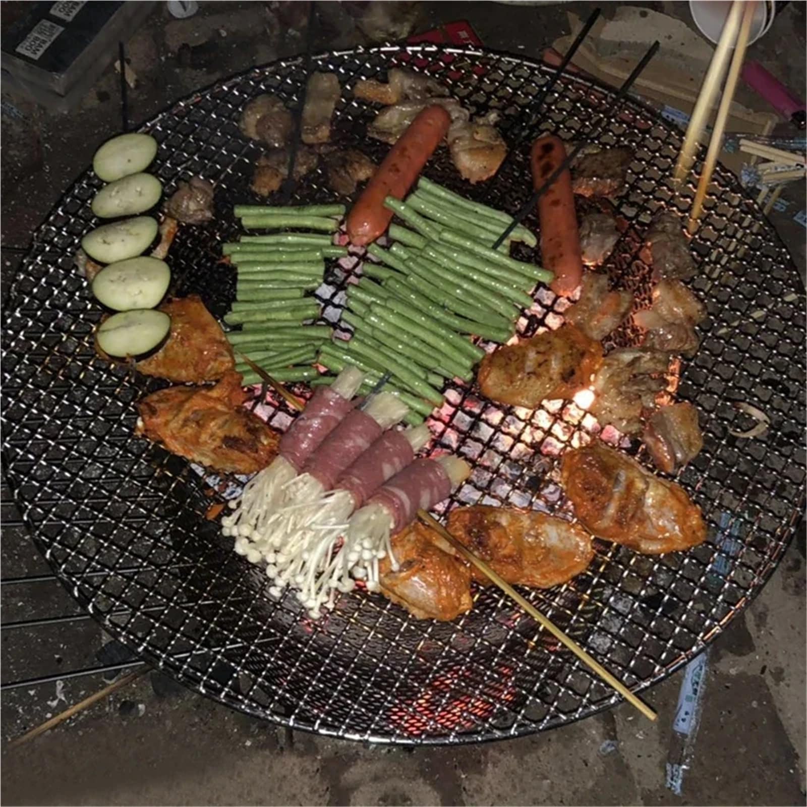 Okrągła siatka do grilla ze stali nierdzewnej 304 | Srebrny grill zewnętrzny 13-50 cm: do grillowania mięsa