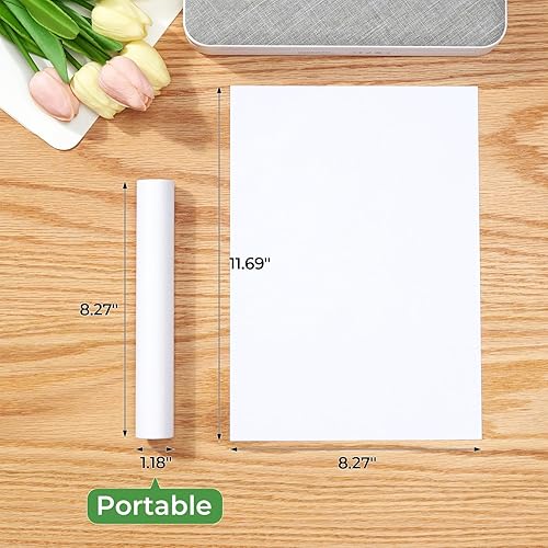 Miniatura 4 de MUNBYN Papel térmico A4, 3 rollos, 27 hojasrollo de papel térmico para documentos, tareas, imágenes (8.27 pulgadas de ancho), compatible con