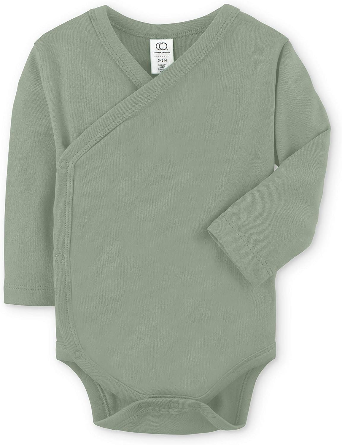 Colored Organics Baby Organic Cotton Kimono Bodysuit - Long Sleeve Infant Side Snap One Piece - Boys and Girls Clothing