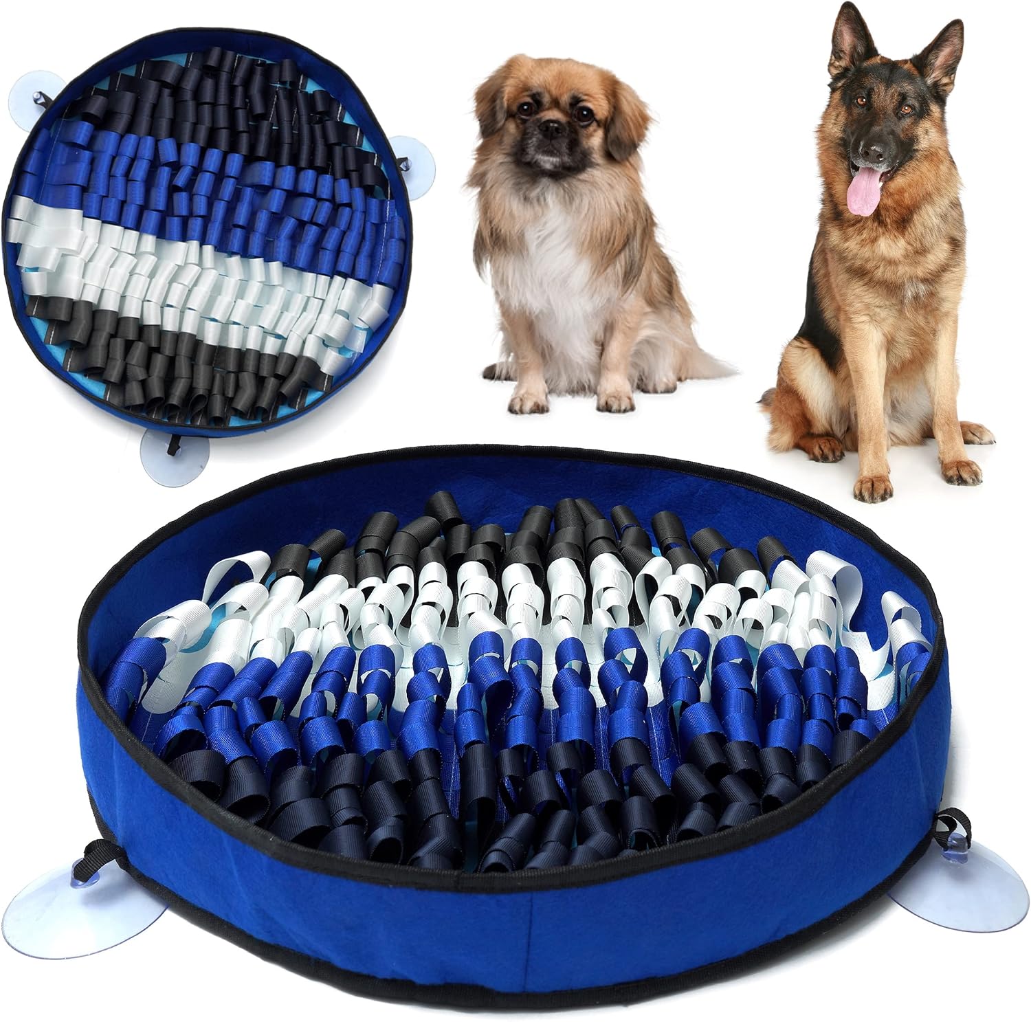TOMAHAUK Snuffle Mat for Dogs – Interactive Feed Game/Dog Puzzle Toy That Helps with Stress Relief, Foraging Skills, Brain Stimulation and Boredom (X-Large Blue)