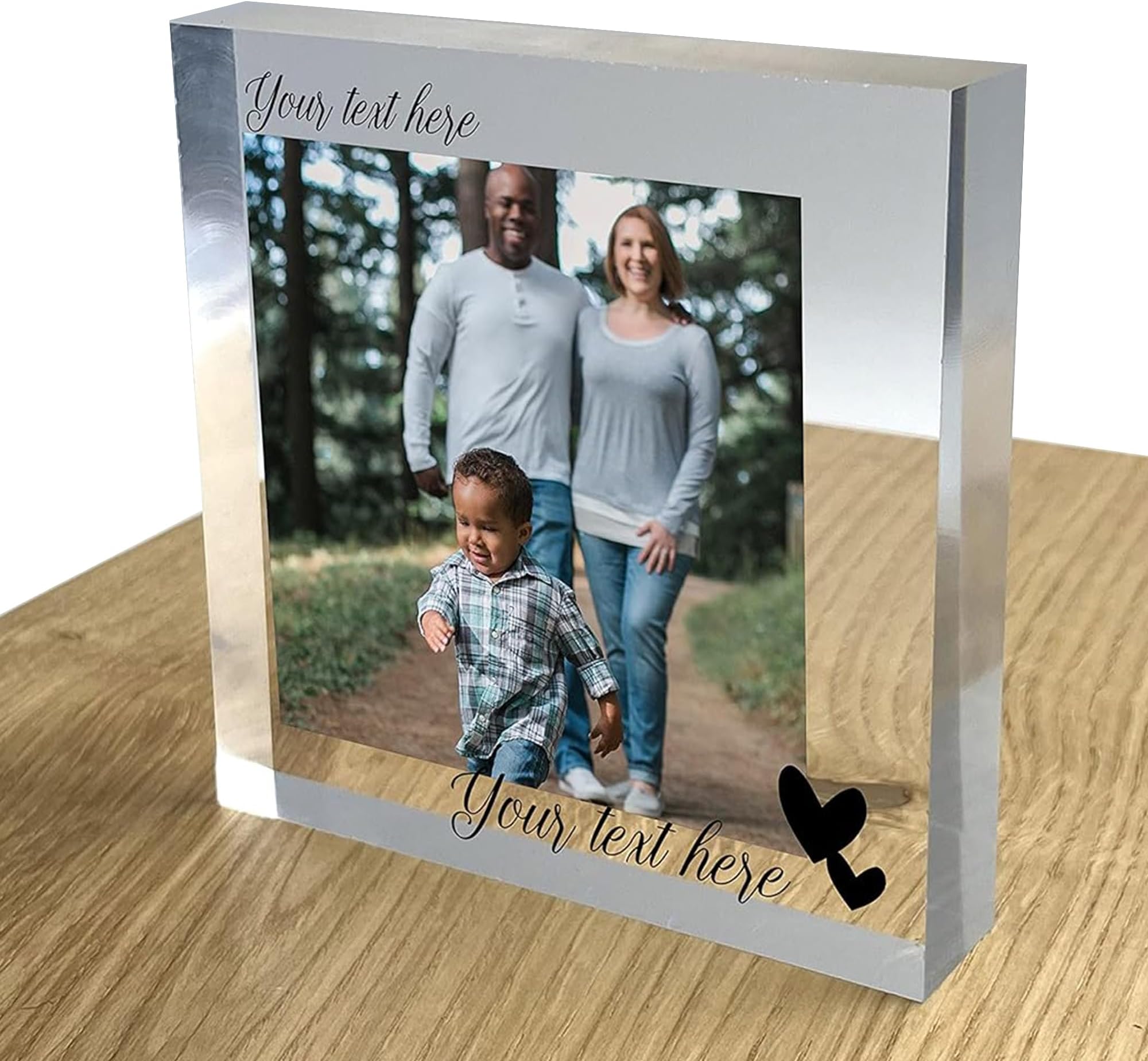 Personalised Custom Individual Acrylic Crystal Clear Block Plaque with Your Photo Picture Image Logo and Text - 3D Effect Printed Home Decor - Your Own Photo and Text
