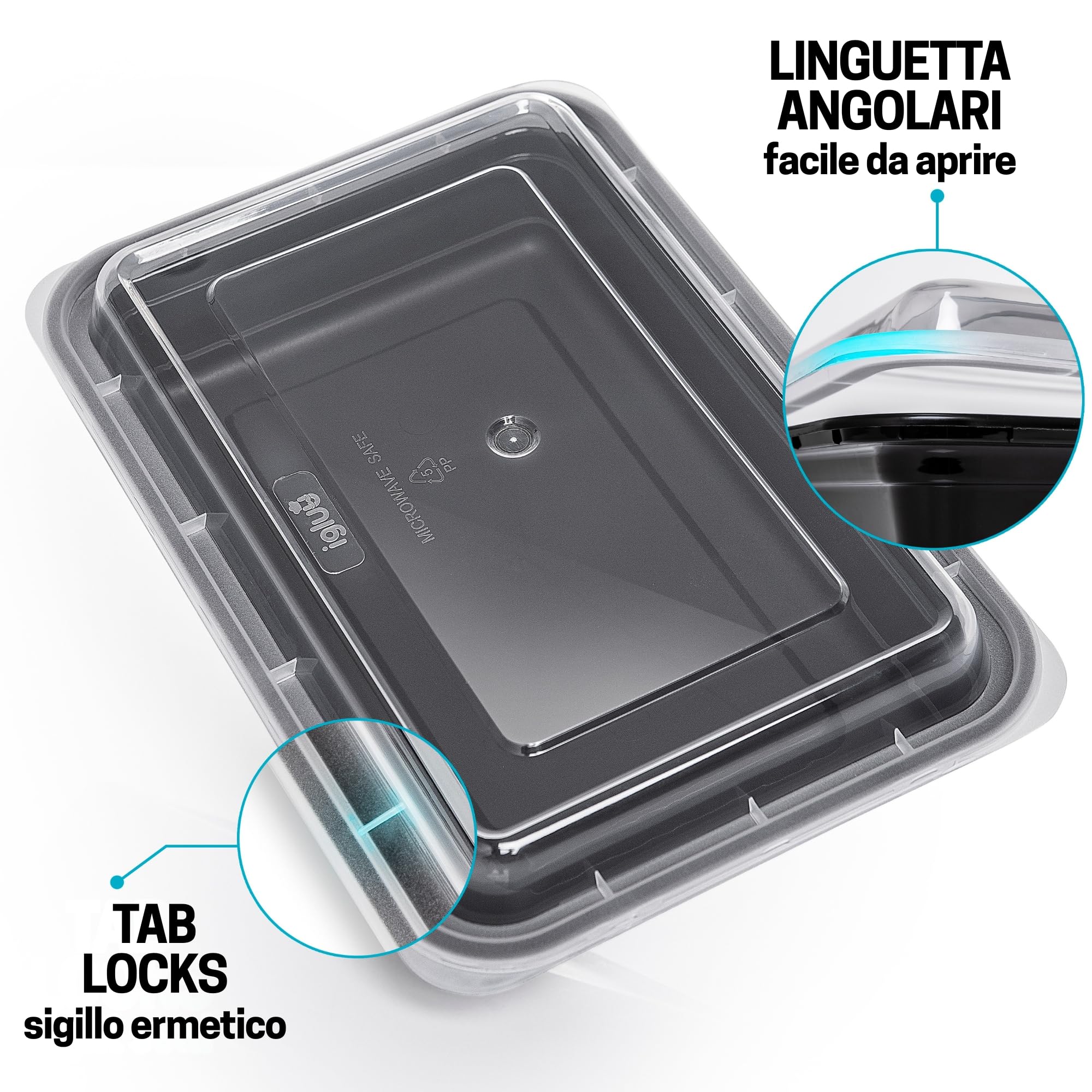 Igluu Meal Prep Contenitori per Alimenti in Plastica Riutilizzabili con Coperchi (Set da 10) – Impilabili, Microonde, Freezer e Lavastoviglie – 828 ml – 1 Scomparto – Senza BPA