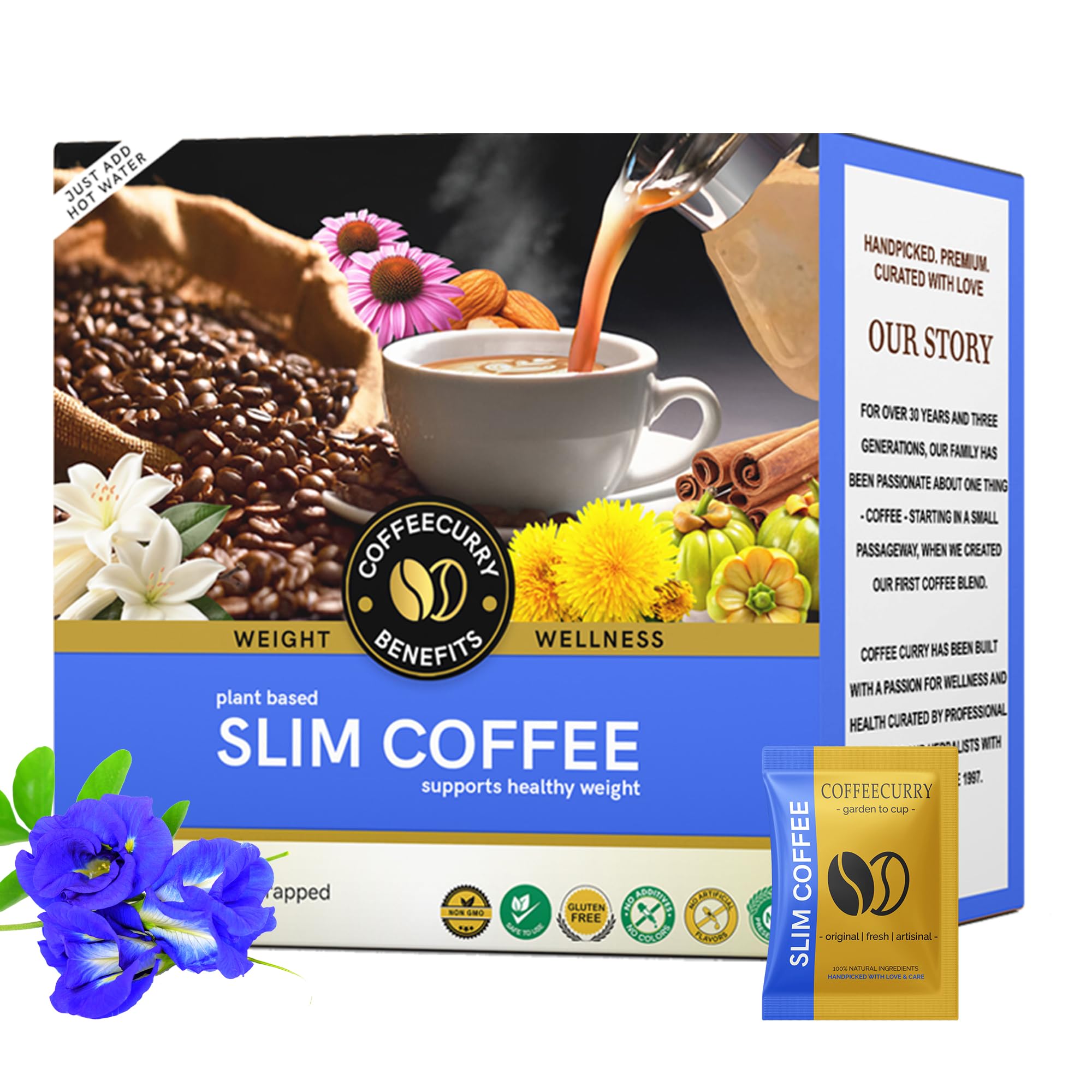 Slimming Coffee Premix (30 sachets) - Helps with Weight Management & Slim Fit | Superfood Powered Coffee - 300 gms - Just Add Hot Water