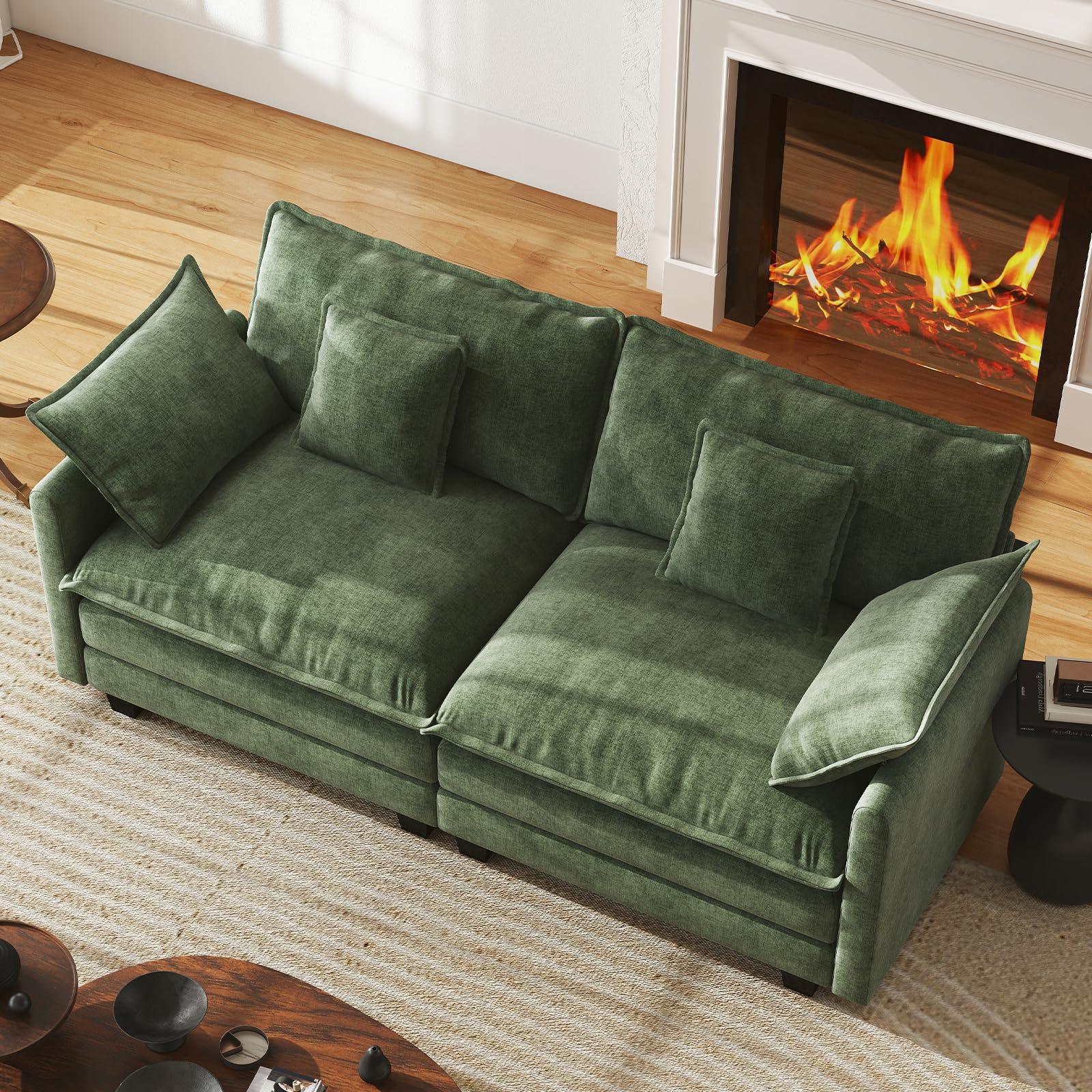 WorthFurni 77 Inch Cloud Sofa Loveseat