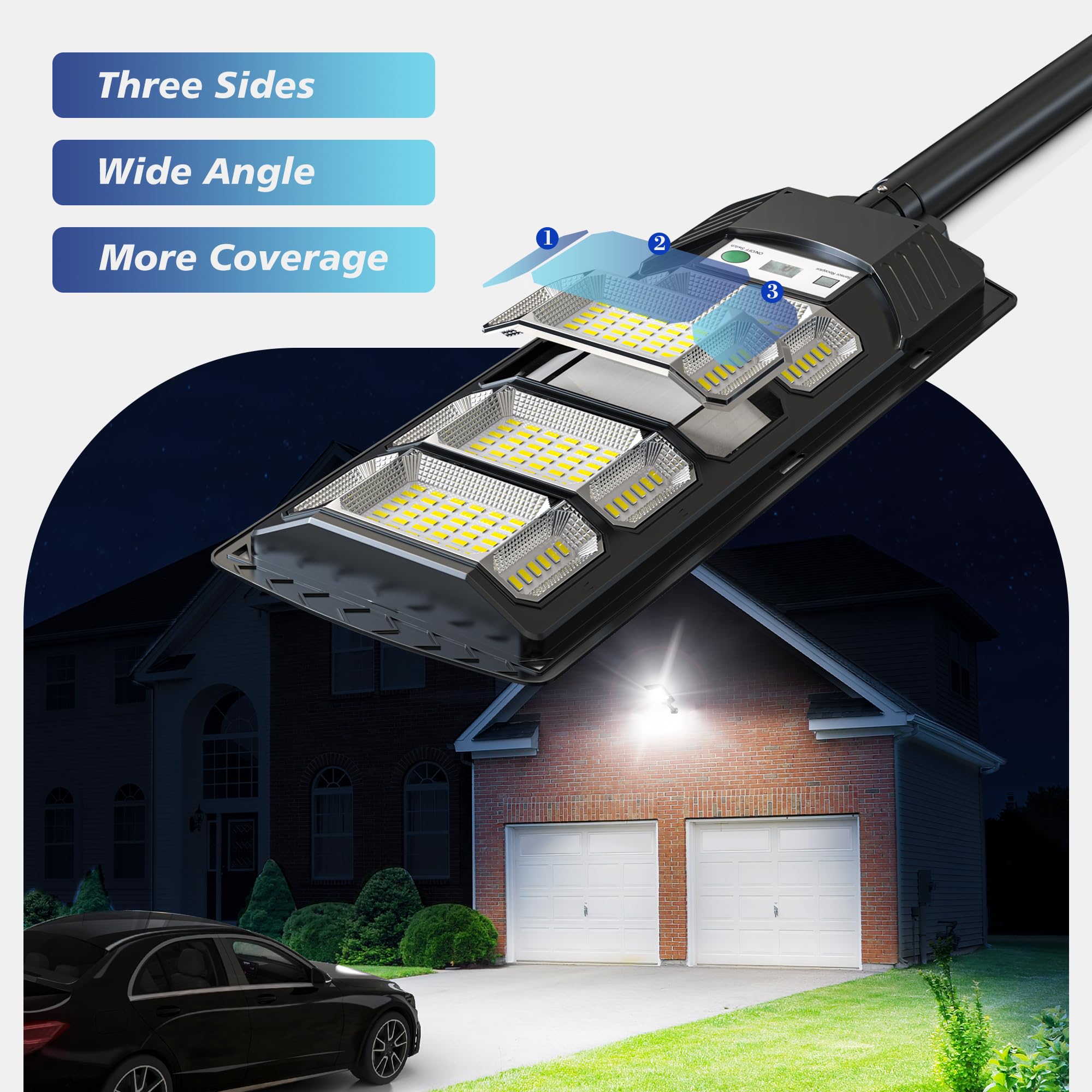 Solarleuchten für den Außenbereich, wasserdicht, 320 ° Weitwinkel, Solar-Straßenlichter, für den Außenbereich, Dämmerung bis Morgendämmerung, Solar-Flutlichter, Bewegungsmelder mit Fernbedienung,