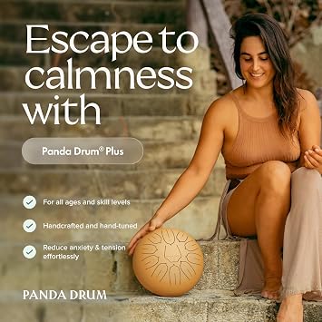 Panda Drum Plus (Sandstone) | Steel Tongue Drum | 11 Inch | Calming Handpan