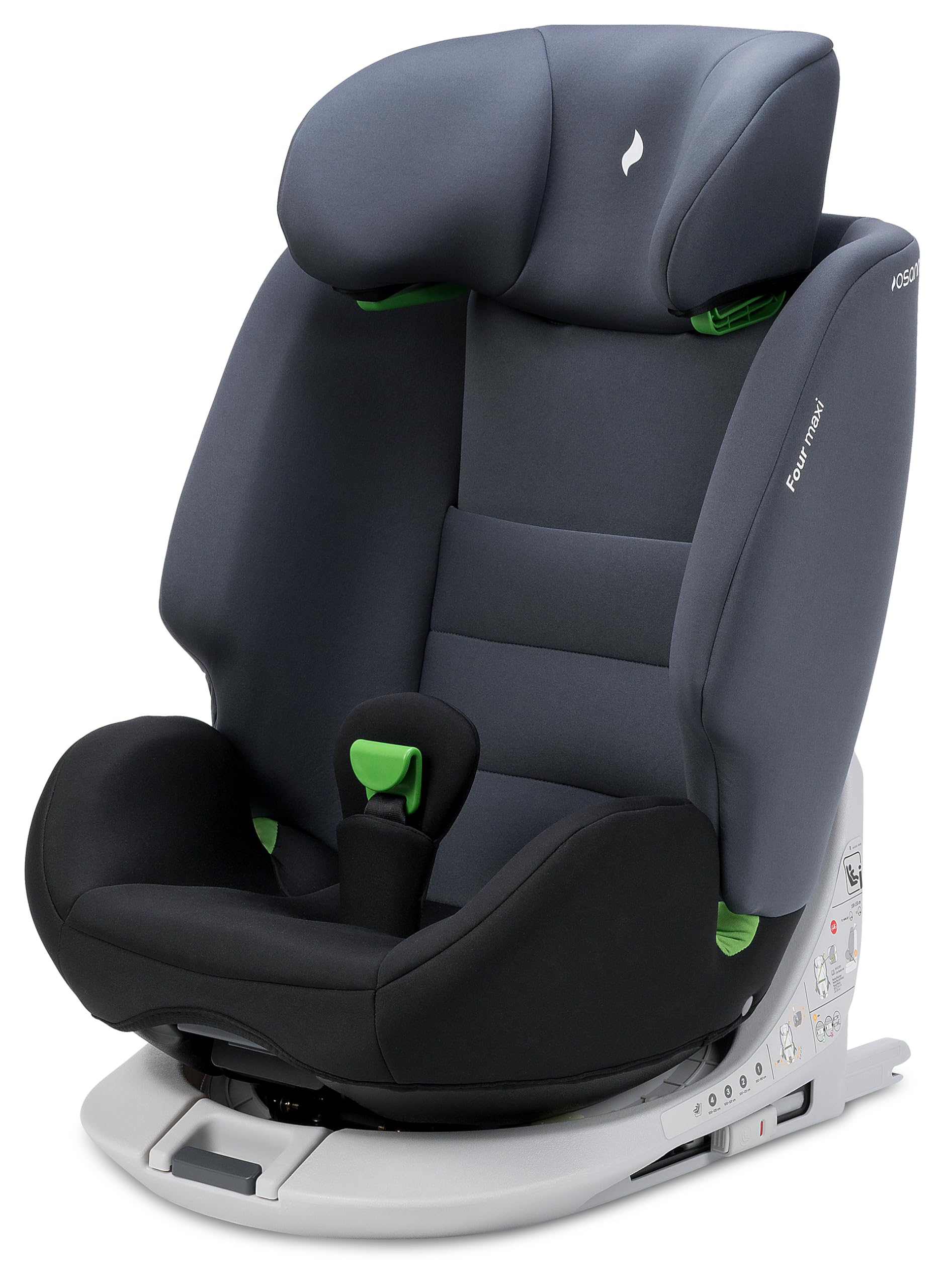Osann Four maxi drehbarer Kindersitz mit Isofix 100–150 cm | i-size Autositz ab 3 Jahre, mitwachsend, höhenverstellbare Kopfstütze extra weich und bequem