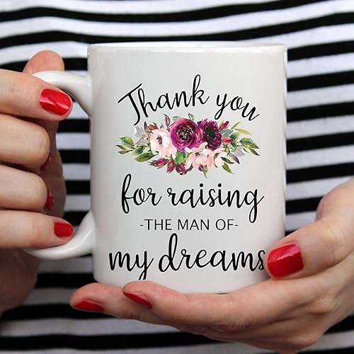 Miniatura 4 de Taza de 11 onzas con texto en inglés "Thank You For Raising The Man Of My Dreams Mother Of The Groom To My Mother In Law - Taza para suegra, regalos