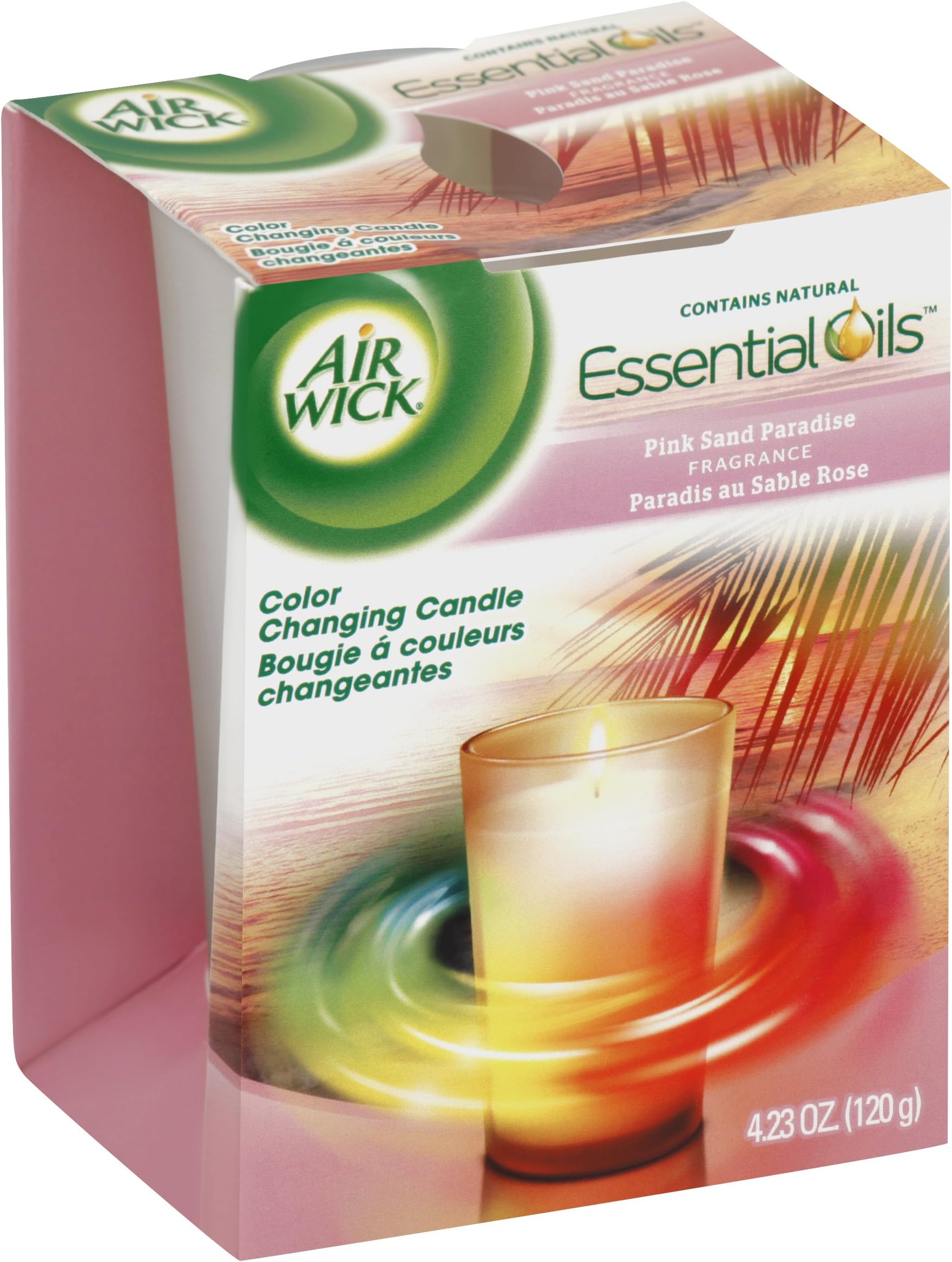 Air Wick Color Changing Scented Candle, Pink Sand Paradise Scent, 4.23 Ounce