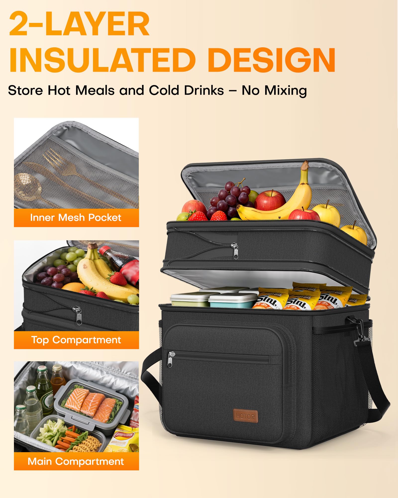 HOTOR Insulated Lunch Bag - Keep Food Fresh! -5