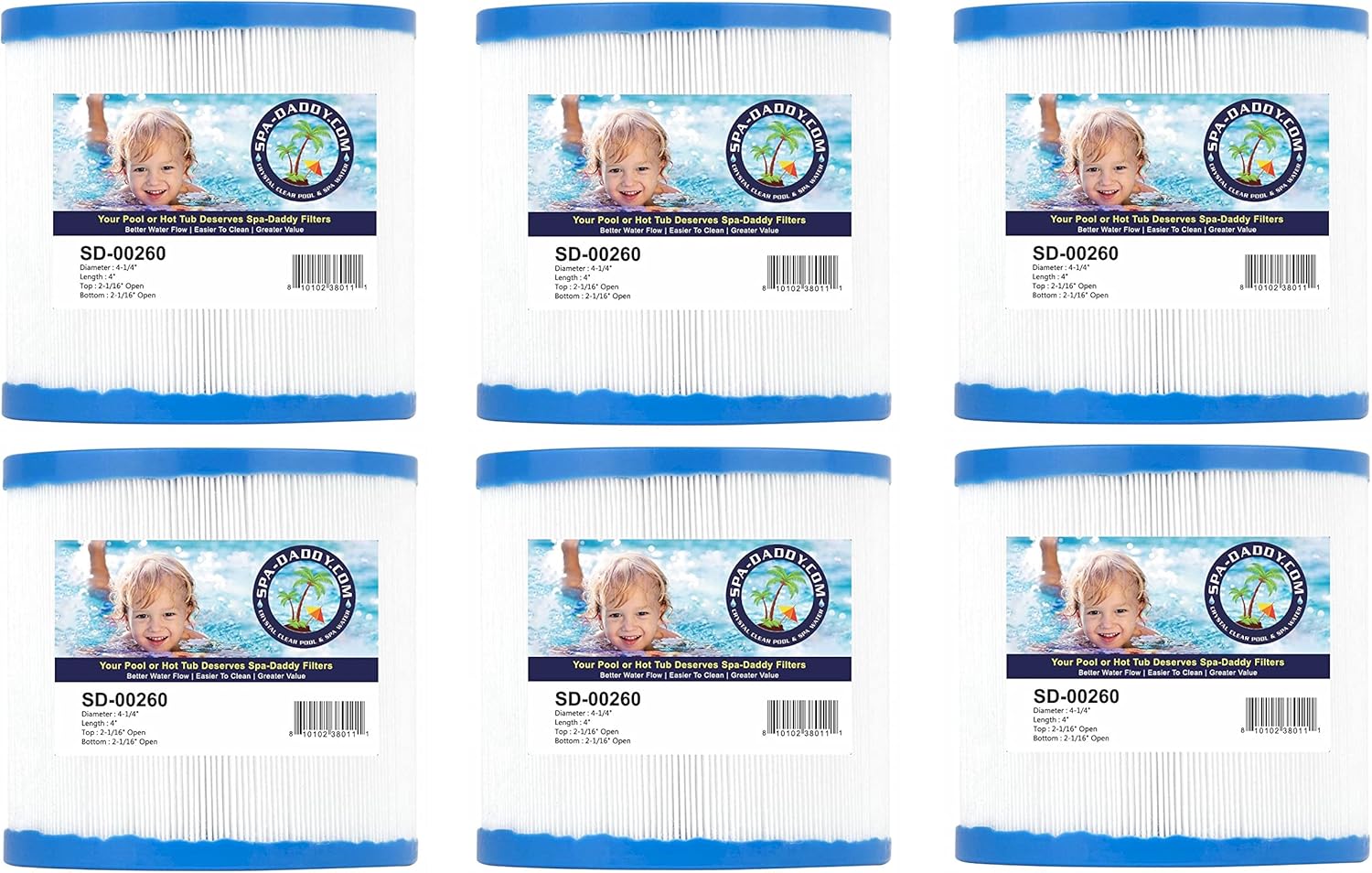 6 Pack of Spa-Daddy SD-00260 Filters | Replacement for Pleatco PWW10 | Unicel C-4310 | Filbur FC-3077 | Waterway Skim Filter 10