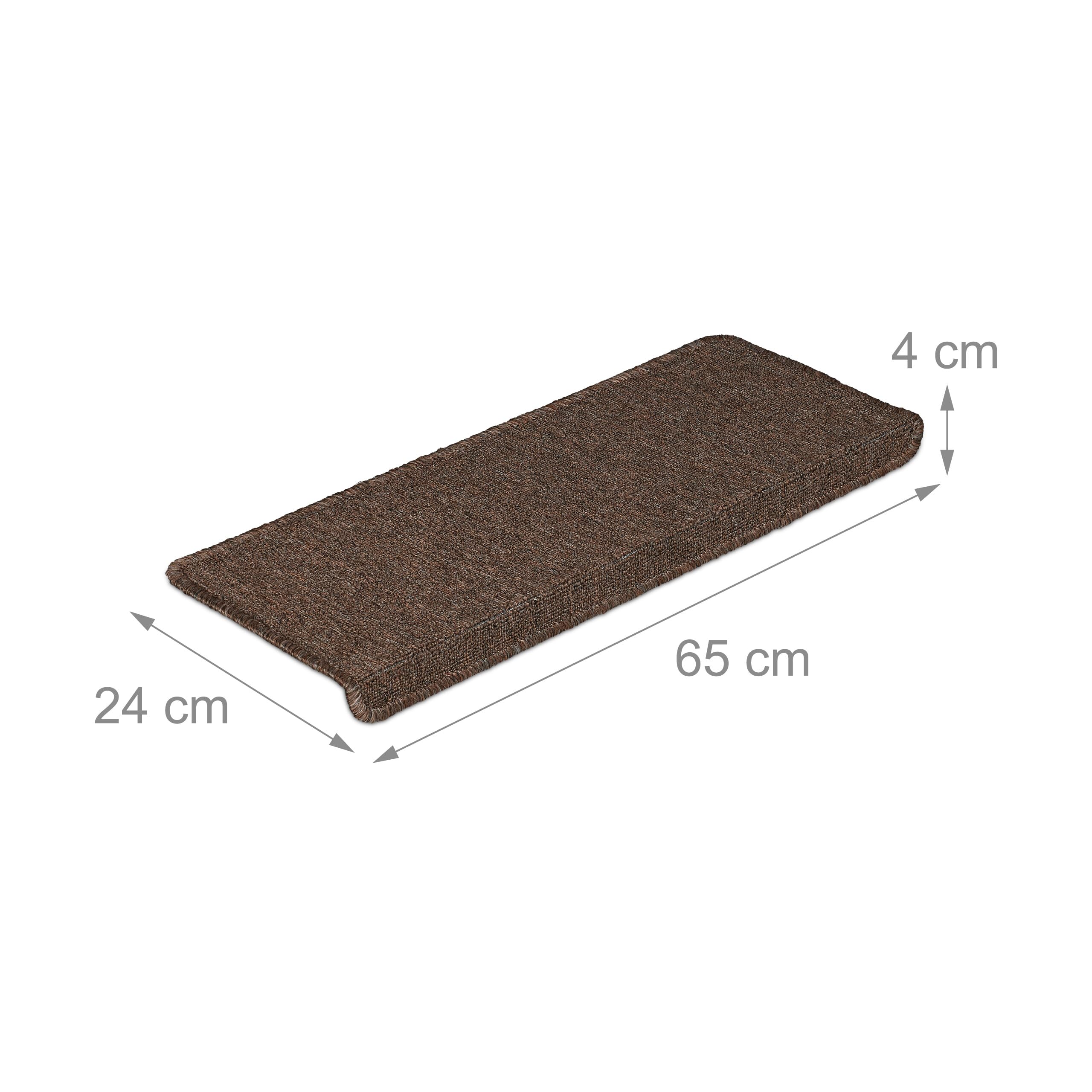 Relaxdays Tappetini Antiscivolo Scale Interne, Set 15 Tappeti Adesivi Gradini, 65x24 cm, Strisce Coprigradini, Marrone