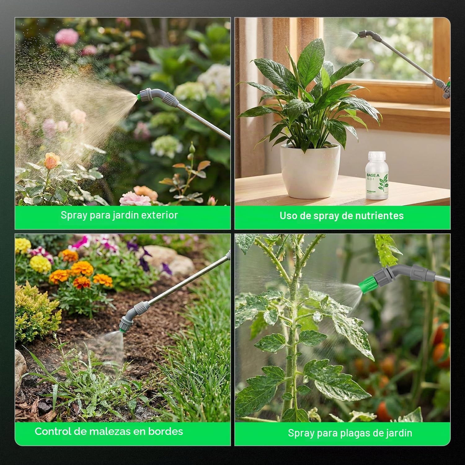 VIVOSUN Pulverizador a Presión Manual De 5 litros con Válvula De Seguridad, 3 Boquillas Y Manguera De 127 cm para Cuidado Profesional De Jardín, Césped, Plantas Y Control De Malezas