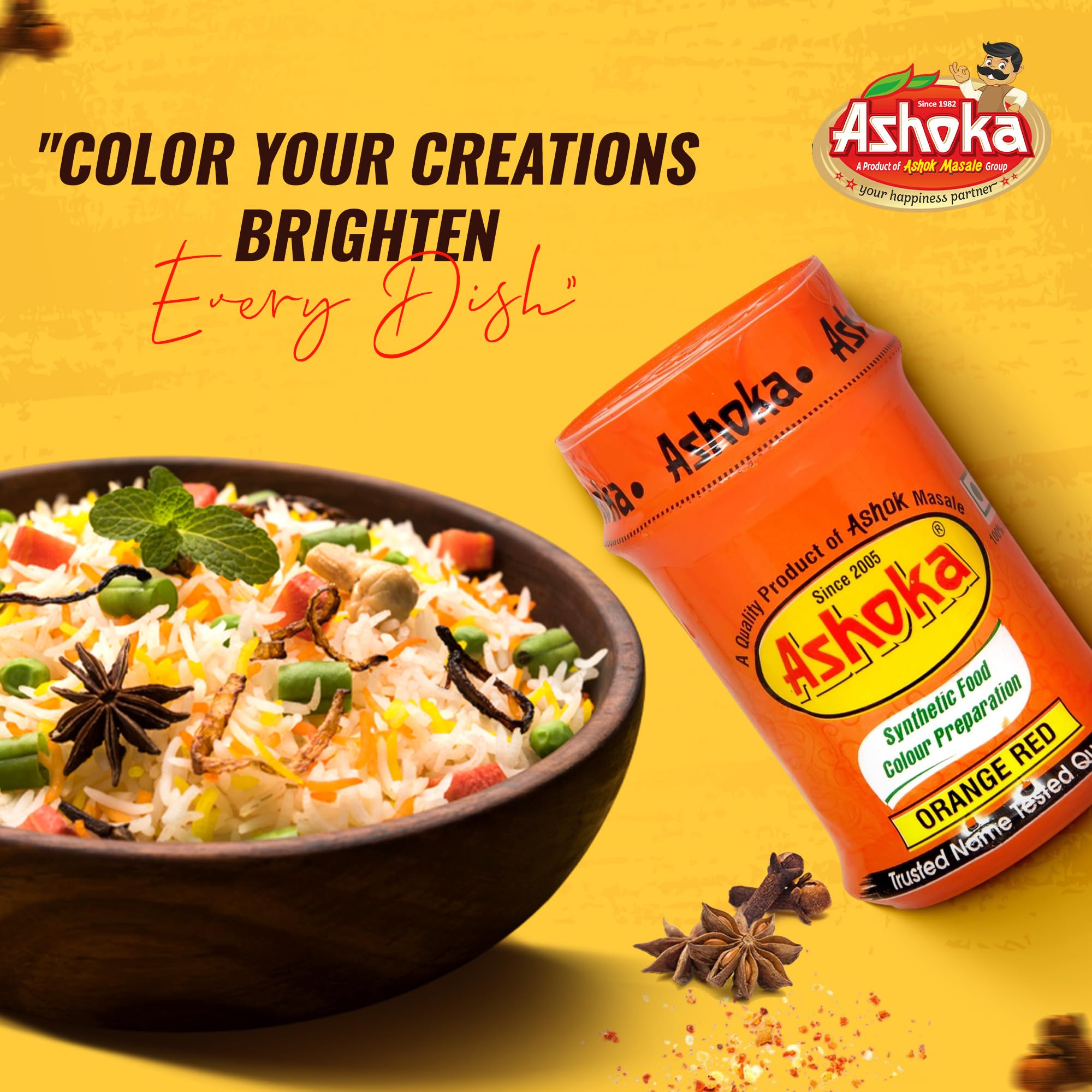 ASHOKA Red Food Colour Powder - Natural Extract for Cake, Biryani, Sweets, Desserts, Ice Cream, Beverages & Baking - Vibrant Edible Colorant - 80g Each (Pack of 4) 1