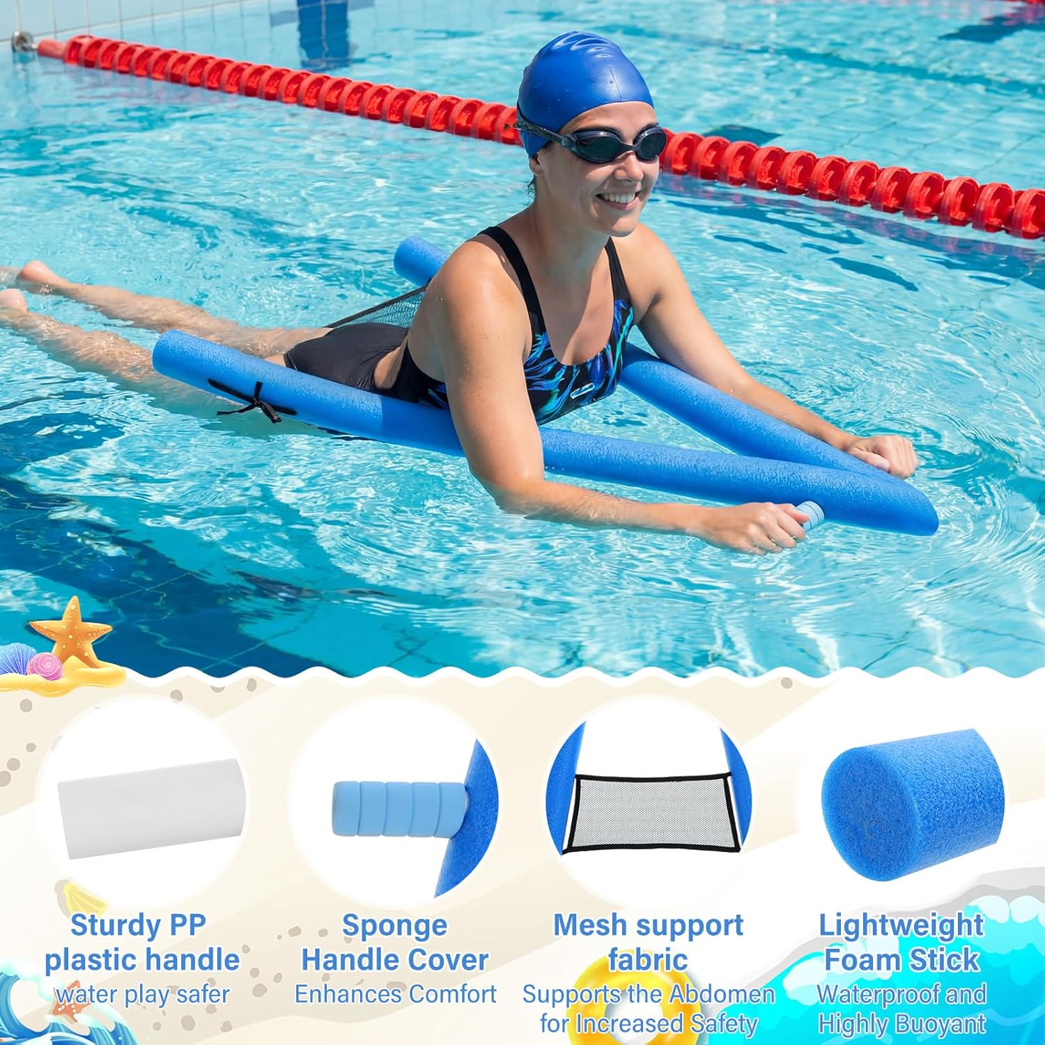 A-Shape Swimming Kickboard 3 Pack, PEP Foam Pool Training Aid with Handles One Size Fits All Family Swim Float Board for Beginner Leg Strength & Swim Lessons