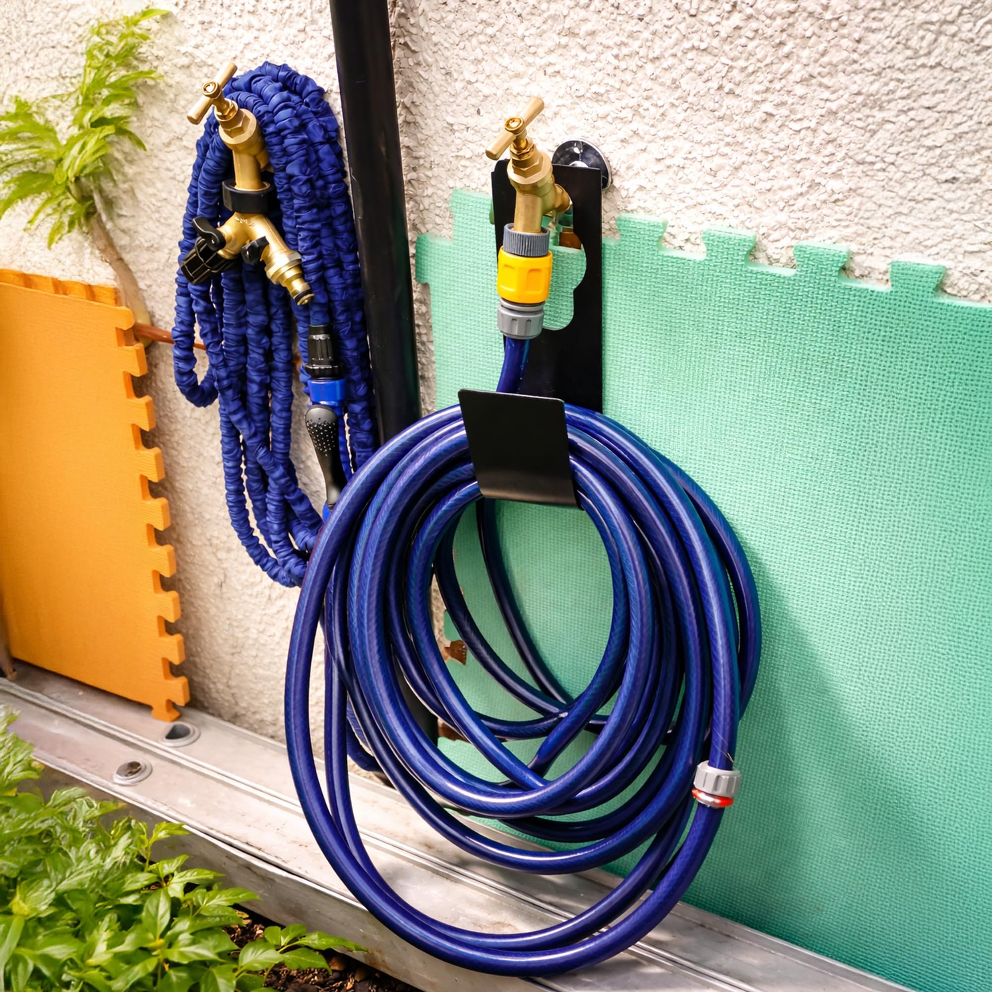 Navoys Support de tuyau extensible – Fer durable, peu encombrant et résistant aux intempéries pour tuyaux de 7,5 m à 30 m, support de robinet