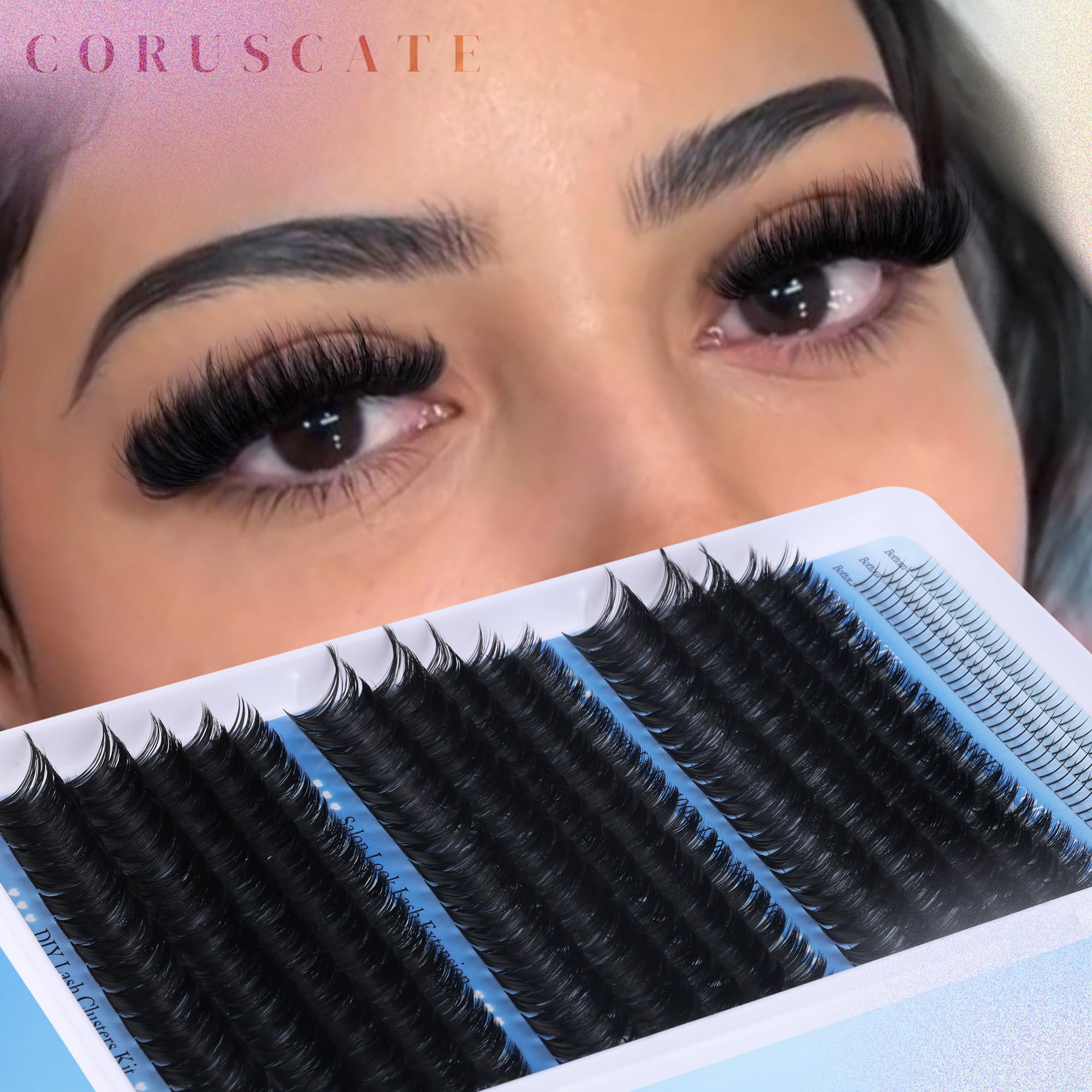 CORUSCATE Brown Lash Clusters with Spikes 60D80D Cluster Eyelash Extensions 12-22mm DIY Spiky Individual Lashes Mega Eyelash Clusters Volume Mink Strip Cluster Lashes
