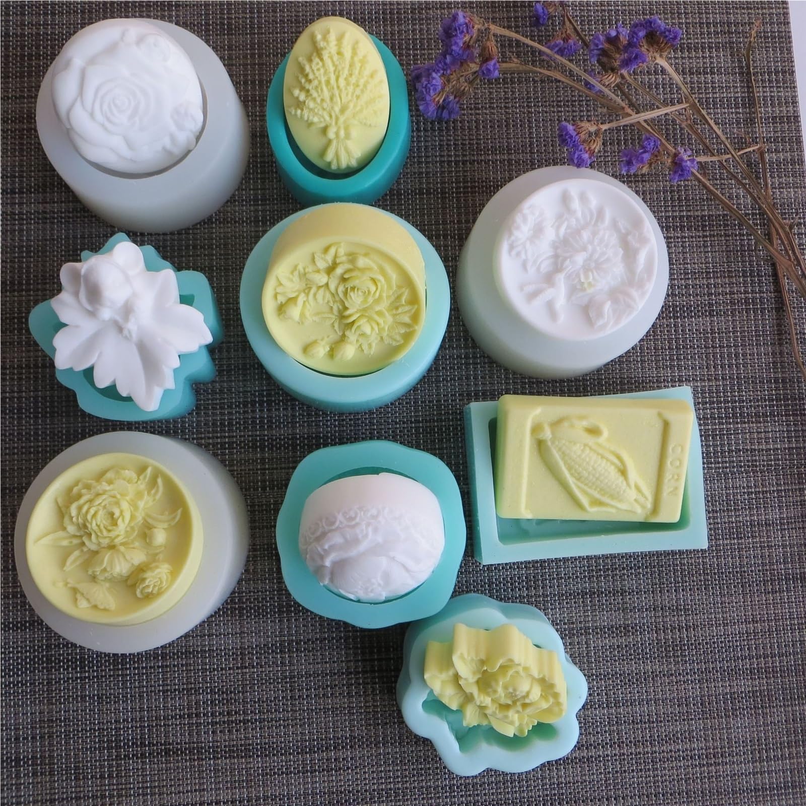 Stampo per Sapone 2 Pezzi Stampo for Sapone for la casa Fai da Te a Forma di Fiore Stampo in Silicone Creativo Strumenti for Sapone Fatto a Mano per Sapone