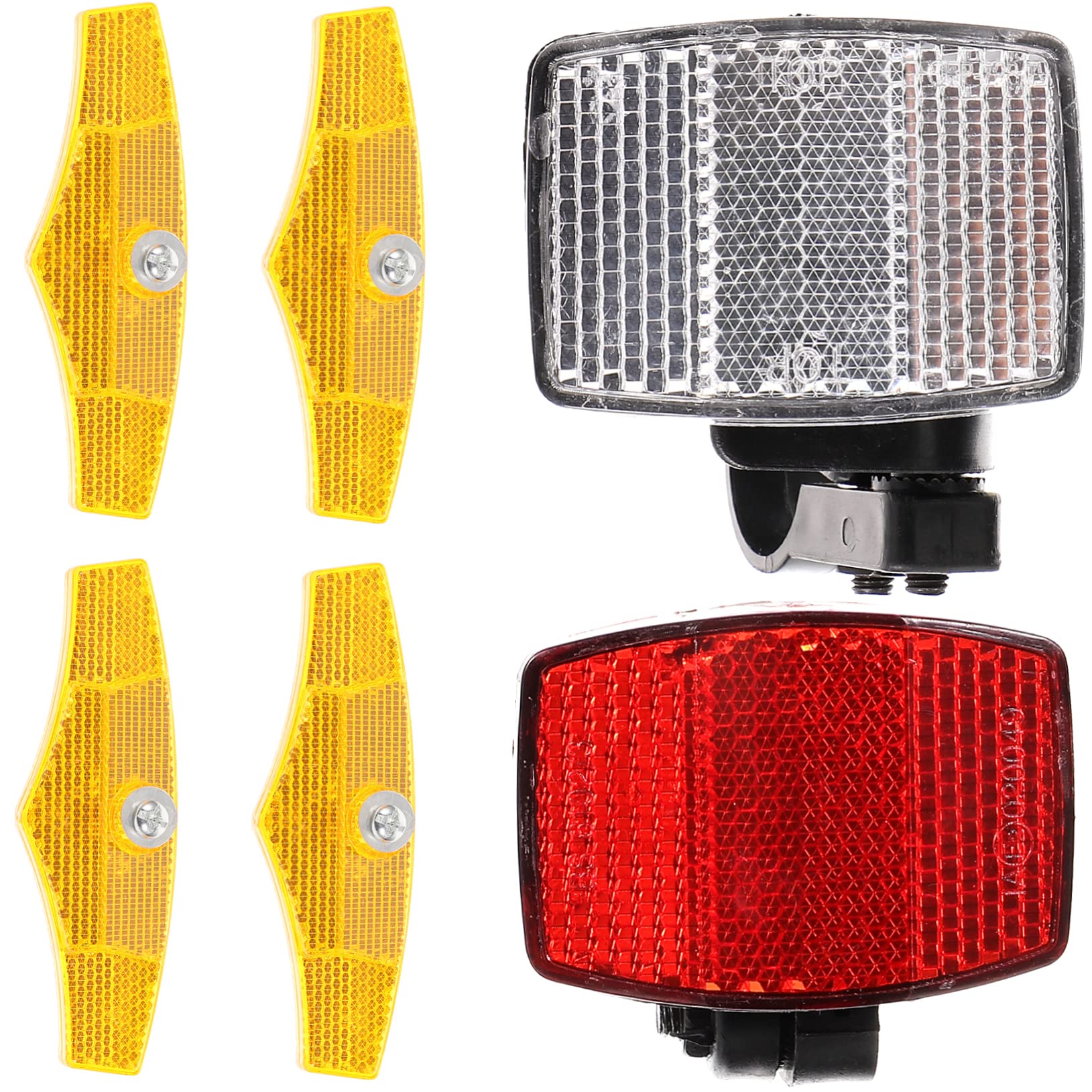 BELLIFFY Essential Bike Reflectors 1 White Front 1 Red Rear 4 Spoke Reflectors for Safe Night Rides