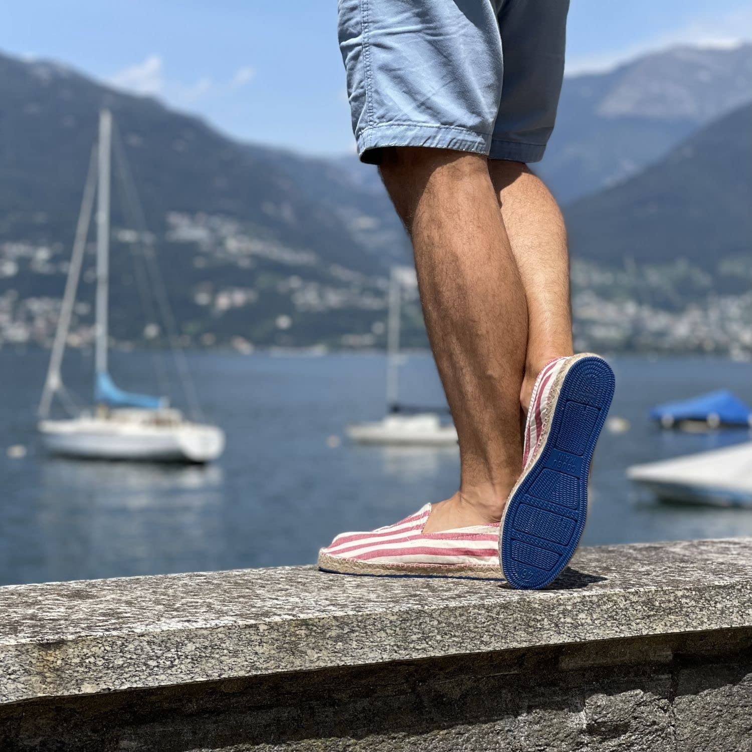 weltenmann Corralejo – Espadrilles Slip-on en Couleurs à Larges Rayures en Coton avec Sac en Tissu, 41-46, Handmade in Spain