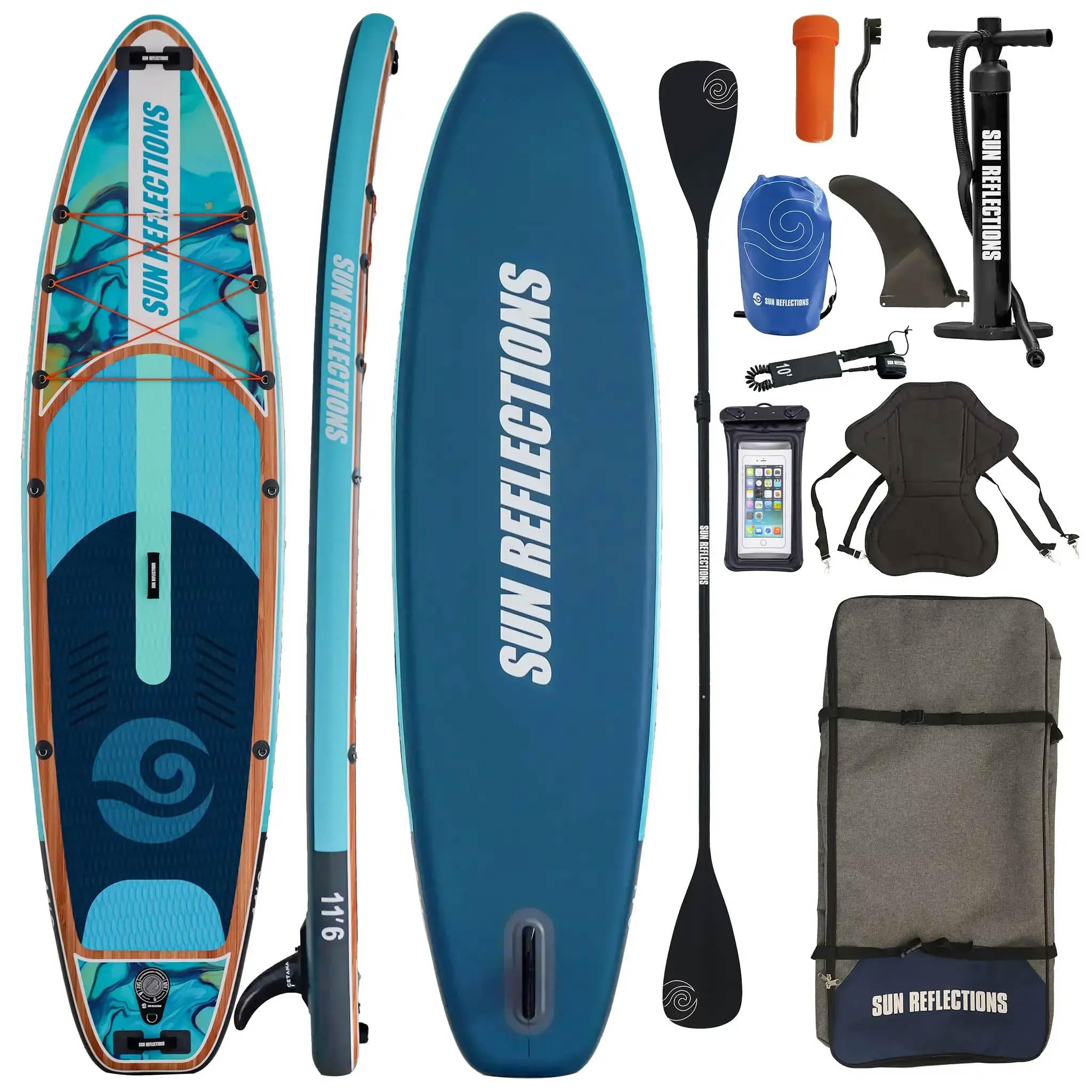 Sun Reflections - Planche de SUP gonflable Allround pour débutants - Kit complet