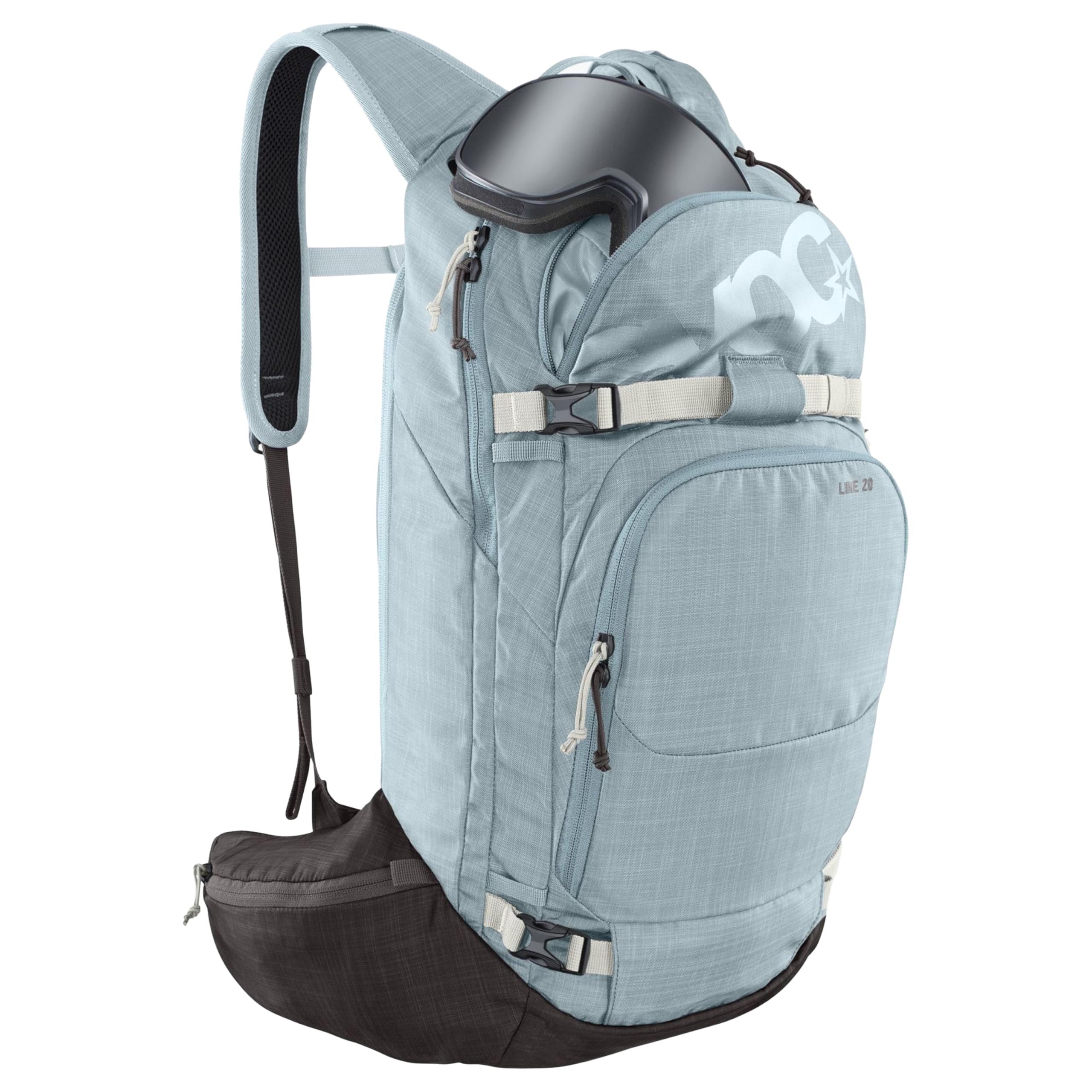 EVOC Zaino da escursione LINE 20, zaino da sci (scomparto per valanga con piano di emergenza, attacco per sci/snowboard, tasche sulla cintura, BODY HUGGING), menta - caffè