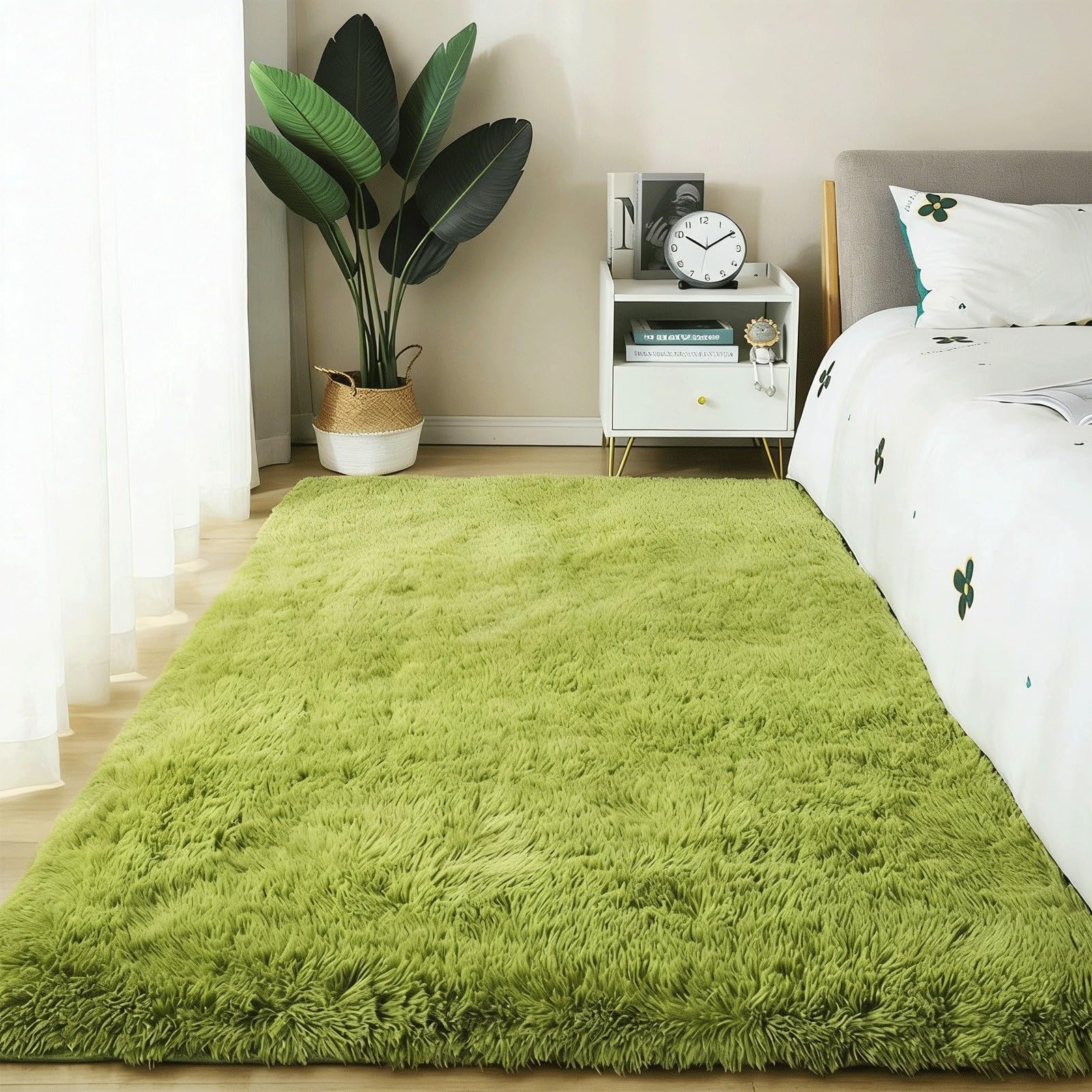Tapis salon moelleux pour couloir cuisine et bureau vert 70 x 120 cm