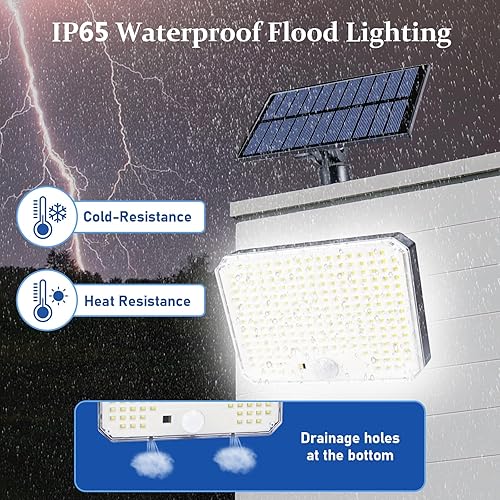 Miniatura 6 de Reflectores solares para exteriores, 226 luces LED con sensor de movimiento, iluminación solar del atardecer al amanecer con 3 modos, control