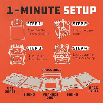 Portable Camping Stove Wood, Wood Stove Camping, Outdoor Compact Campfire, Survival Cooking Gear, Backpacking Stoves, Emergency Backpack Stoves, Hiking Burner, Foldable with Nylon Case