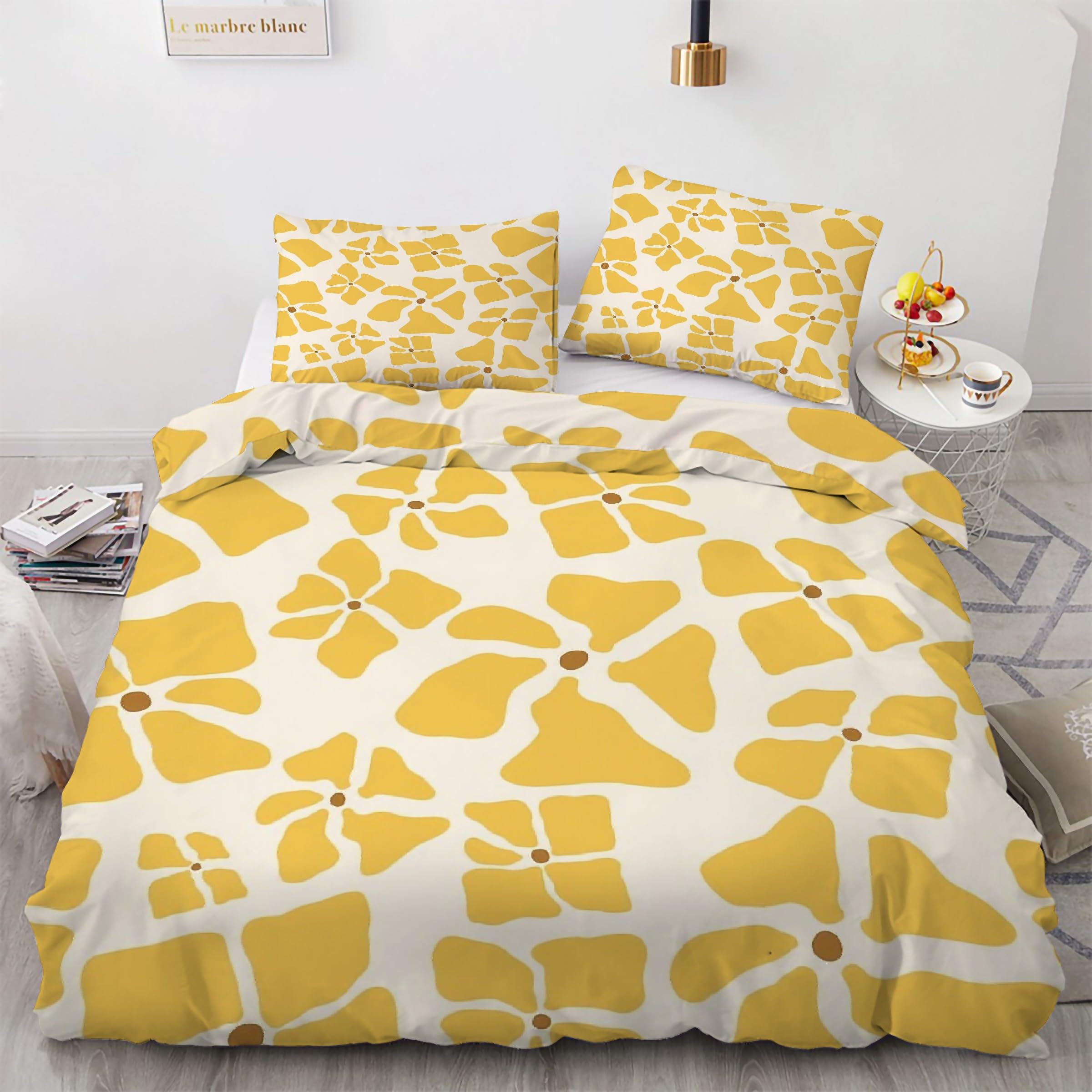 Housse de couette 160x200 jaune pour une ambiance de chambre scandinave et lumineuse