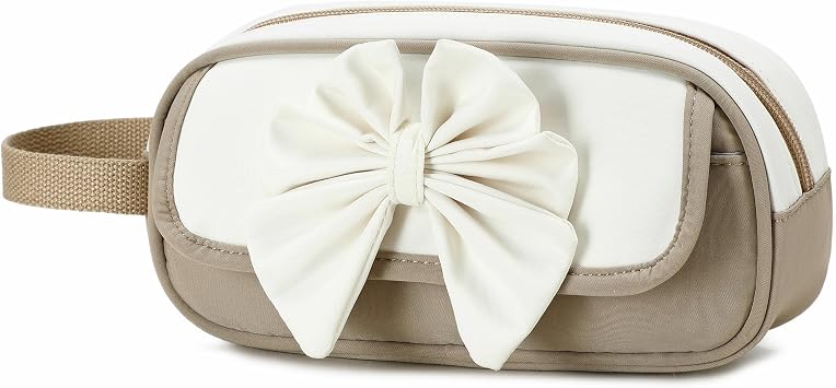 Large Pencil Case for Girls Teens Kids School Zipper Pencil Pouch Brown | Bowknot Organizer Pencil Bag Handle Aesthetic Big Pencil Box for School Supplies, Durable Metal Zipper, Large Capacity Design