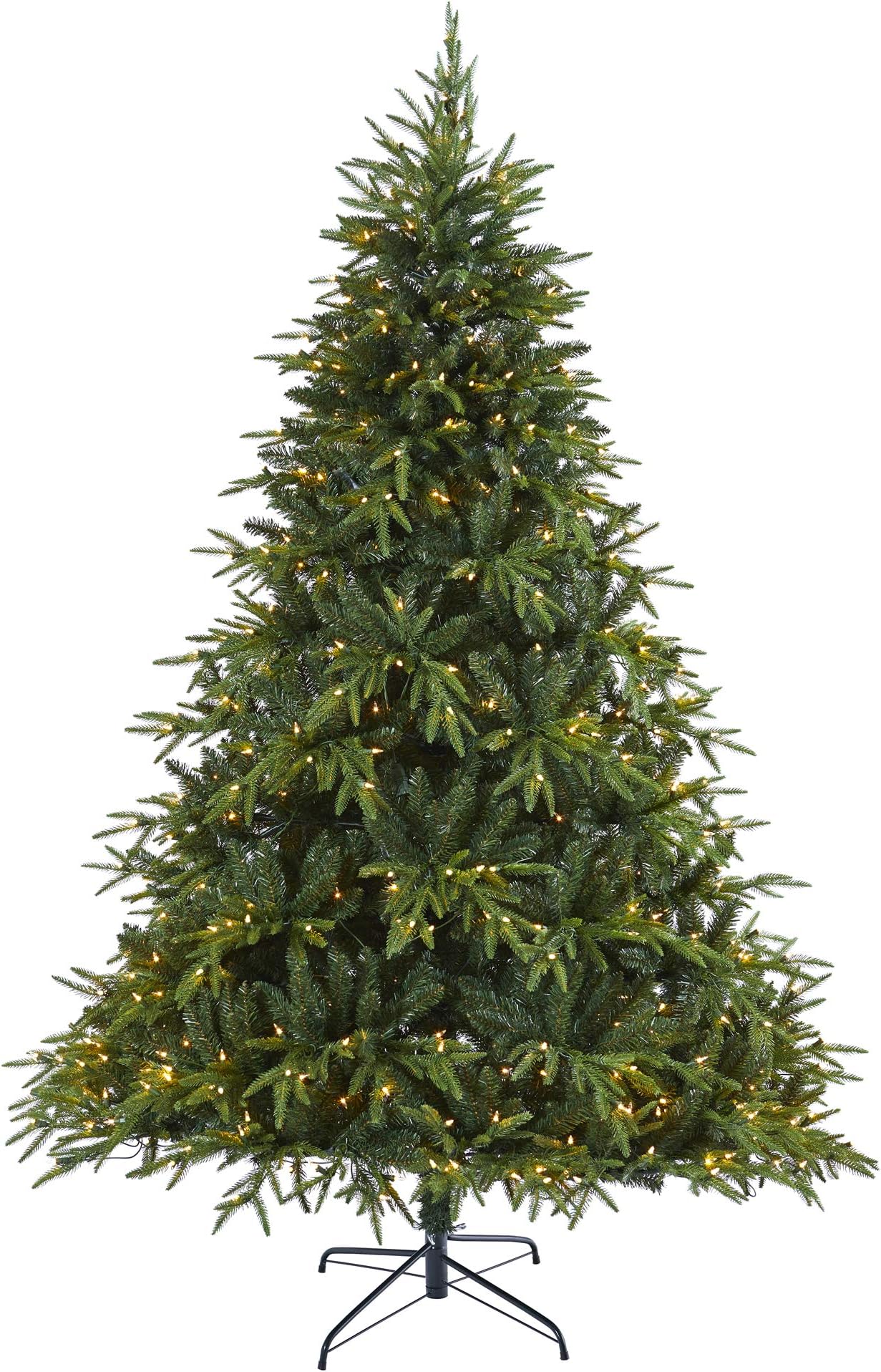 Nearly Natural 7.5ft. Colorado Mountain Fir Natural Look Artificial Christmas Tree with 600 Clear LED Lights and 3048 Bendable Branches